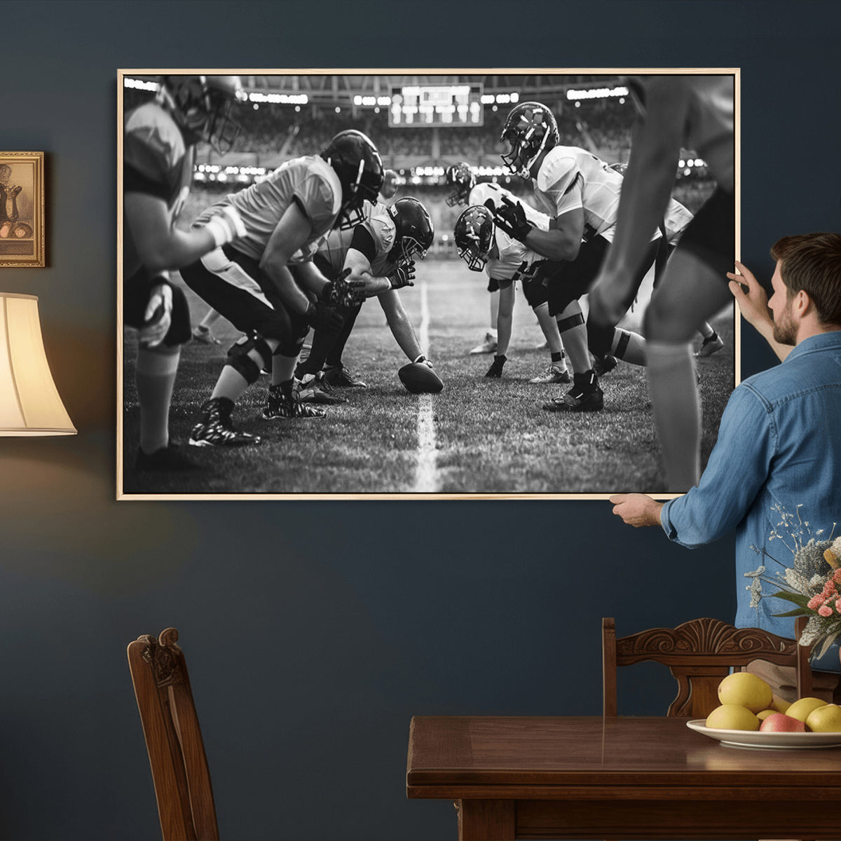 13273-MGV-CV-36X24 - American Football Wall Art Canvas Print Framed Stadium Sport