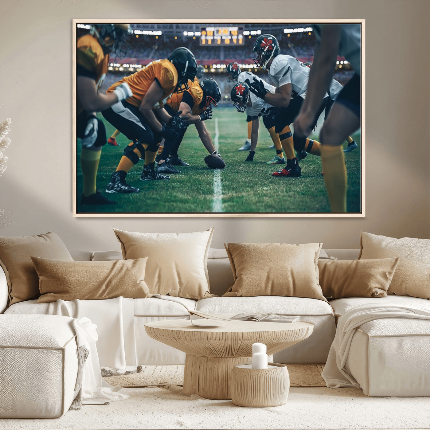 -American Football Playing Wall Art Canvas Print