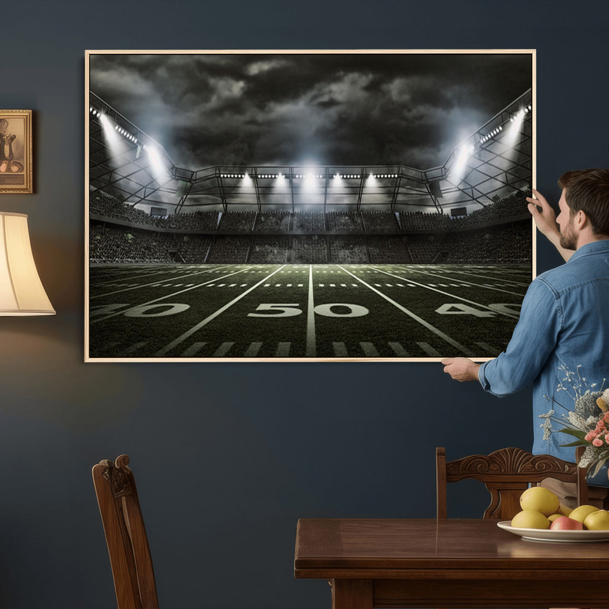 90107-MGV-CV-36X24 - American Football Stadium Wall Art Canvas Print, Stadium Sport Wall Art Print