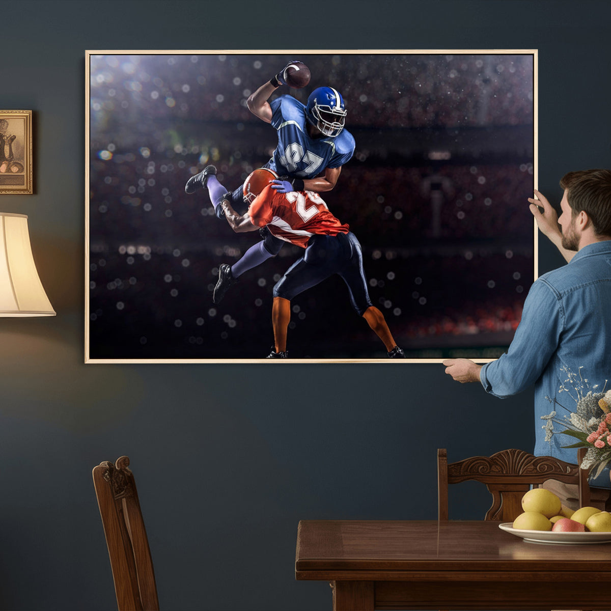 76491-MGV-CV-36X24 - American Football Wall Art Canvas Print, Stadium Sport Wall Art Print
