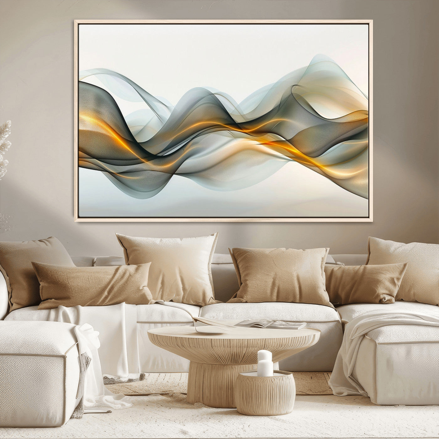 -Abstract Wave Canvas Wall Art – Fluid Contemporary Elegance in Motion – Ready to Hang
