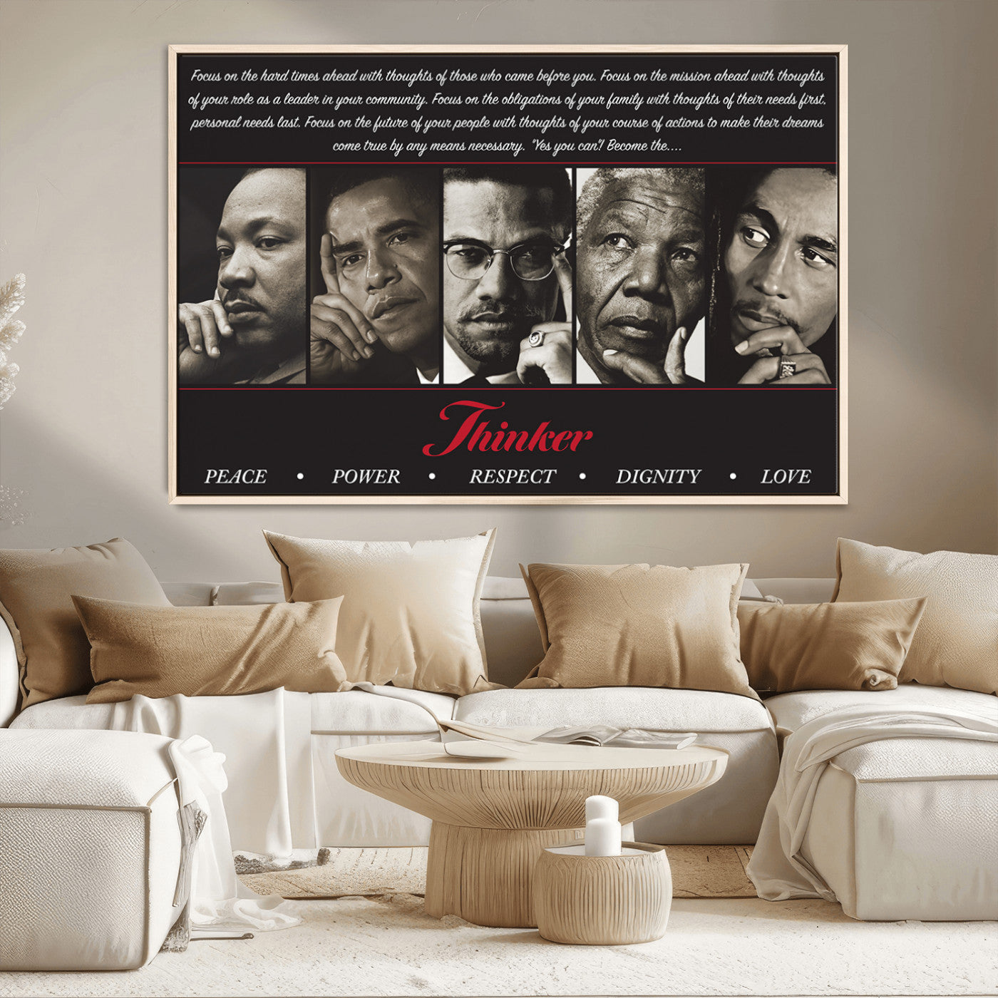 MGV-FC-36X24 - Thinkers of Wall Art Canvas Print - Inspirational Wall Art Featuring Icons of Peace, Power, and