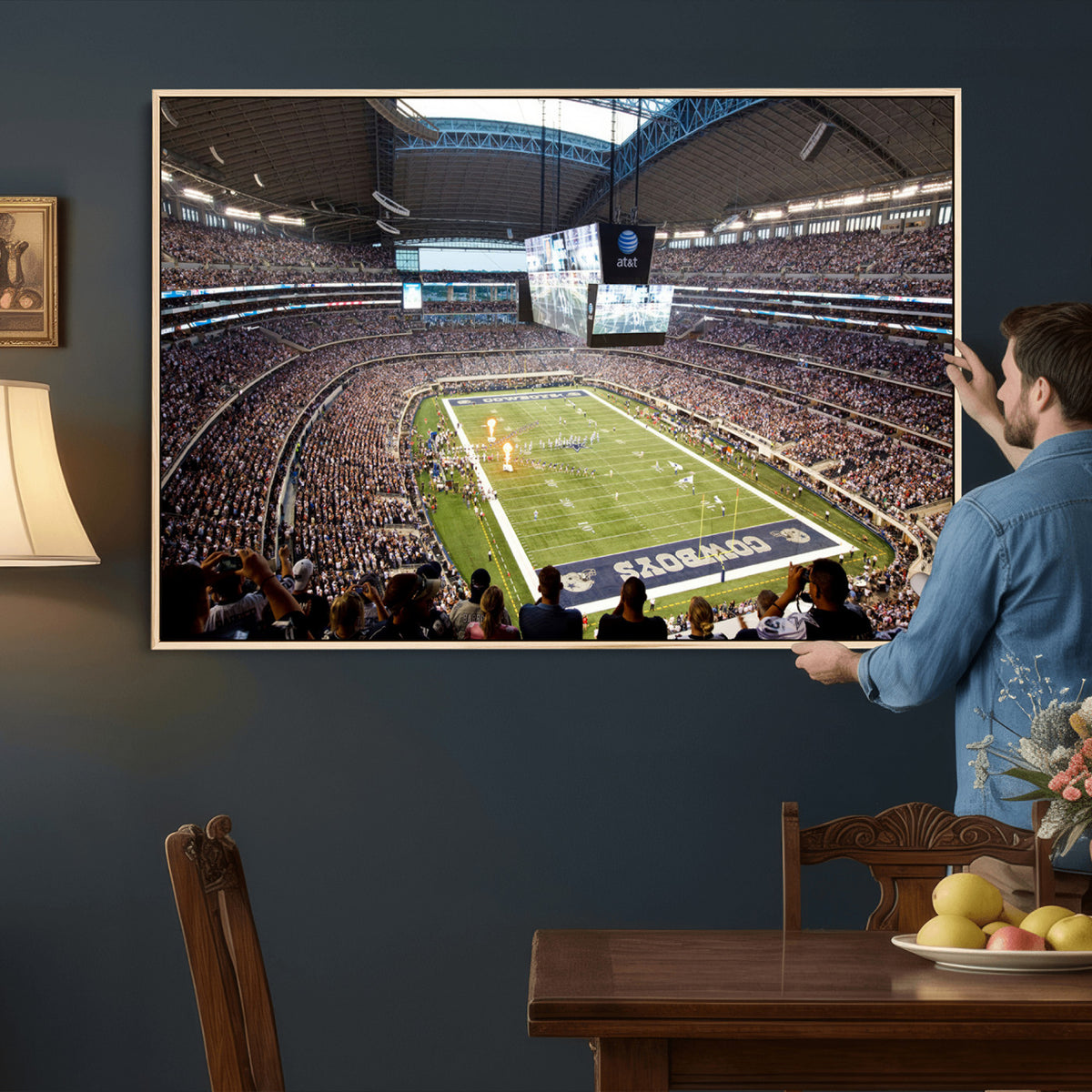 82096-MGV-CV-36X24 - Dallas Cowboys Football Team Print - Arlington AT&T Stadium Wall Art Canvas Print