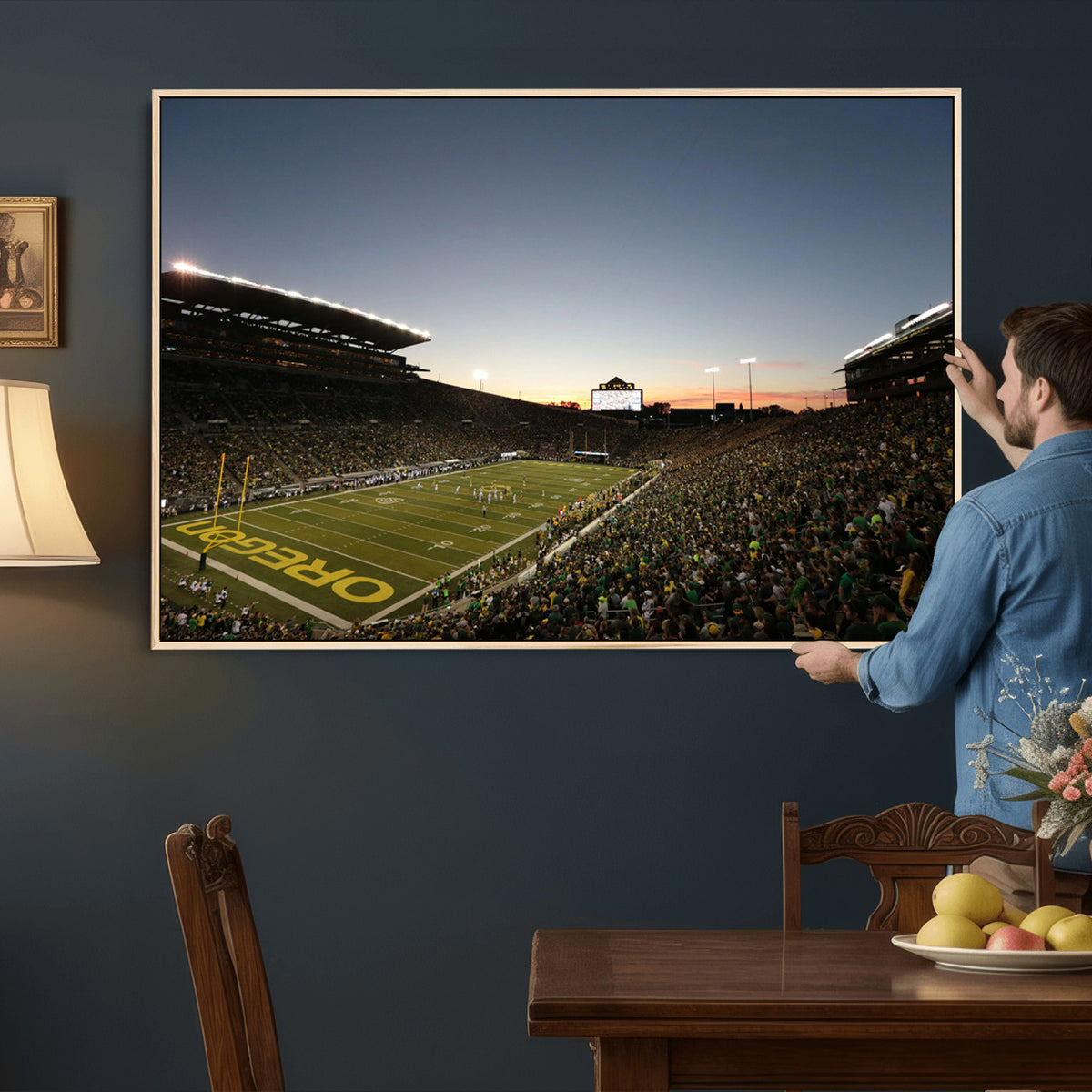 21429-MGV-CV-36X24 - Oregon Ducks Football Team Print - Eugene Autzen Stadium Wall Art Canvas Print