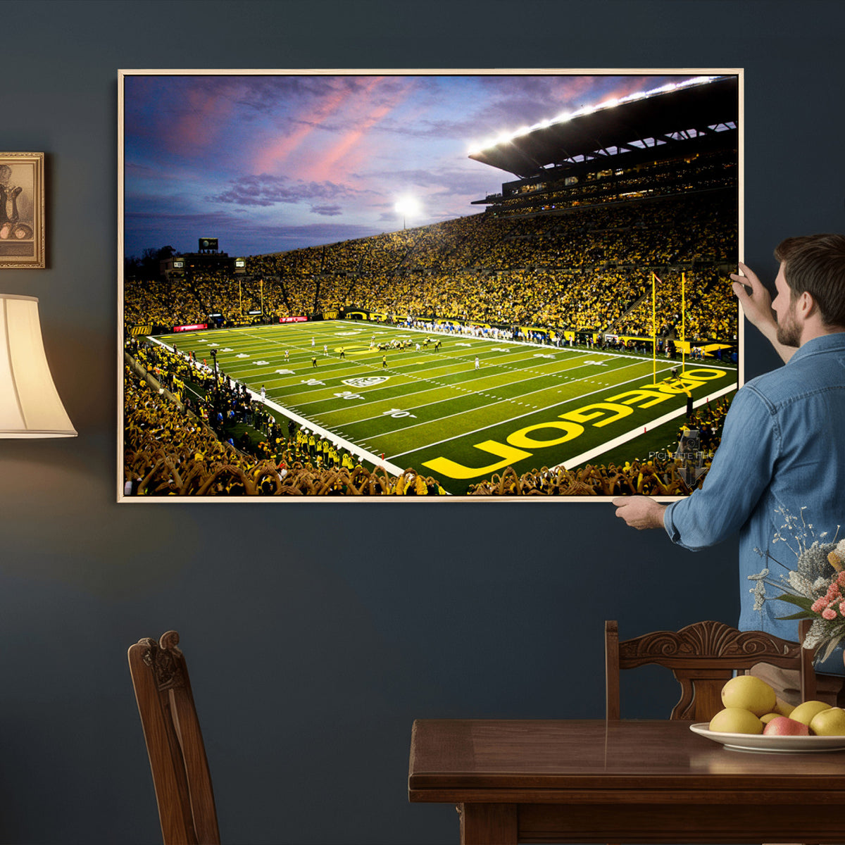 72017-MGV-CV-36X24 - University of Oregon Ducks Football Team Print, Eugene, Framed and Ready to Hang