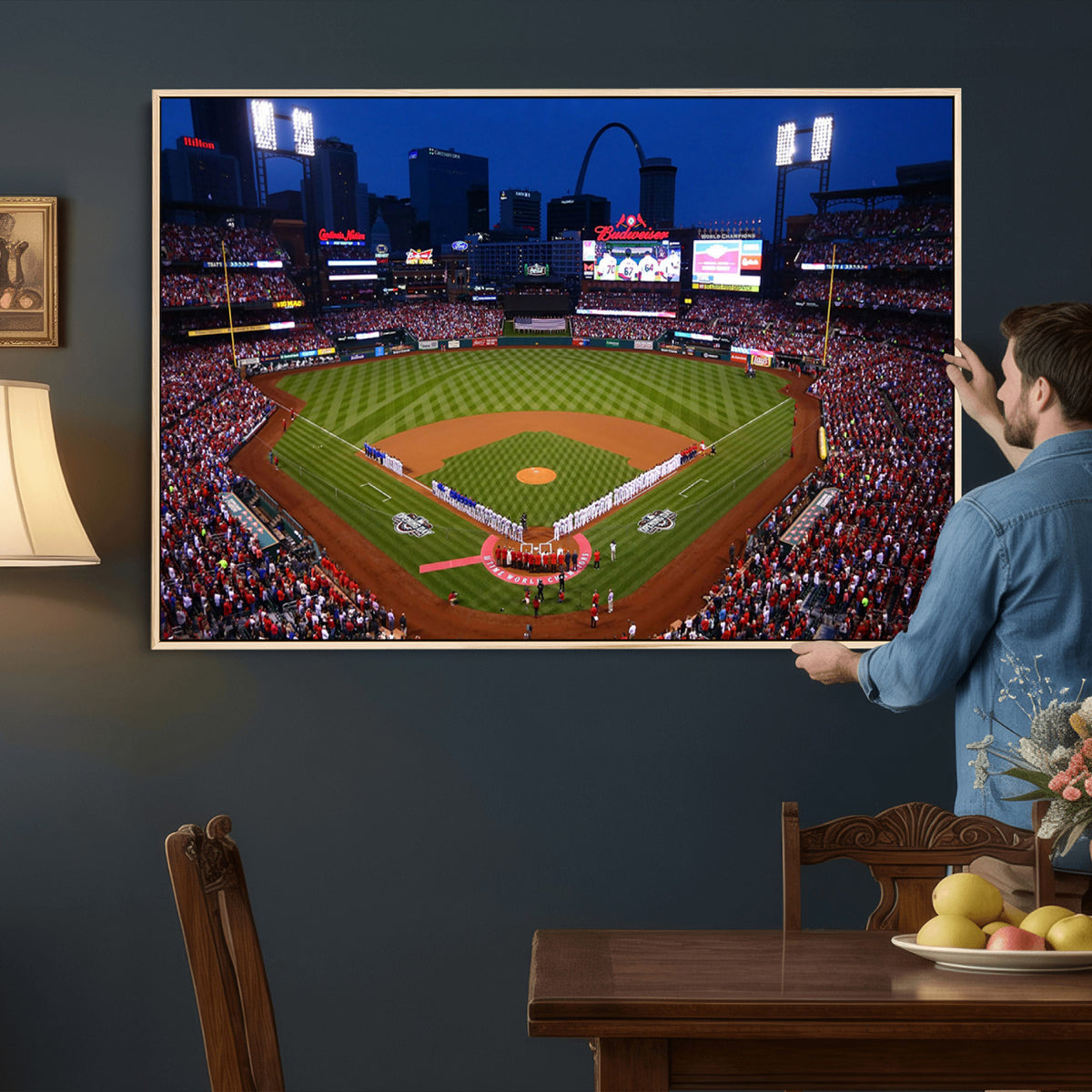 11925-MGV-CV-36X24 - St. Louis Cardinals Baseball Team Print, Busch Stadium Wall Art