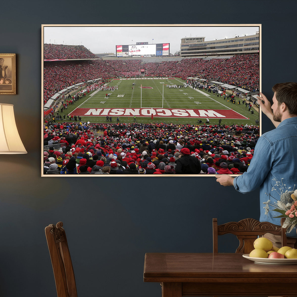 23461-MGV-CV-36X24 - Wisconsin Badgers Team Print Canvas, Madison Camp Randall Stadium Wall Art