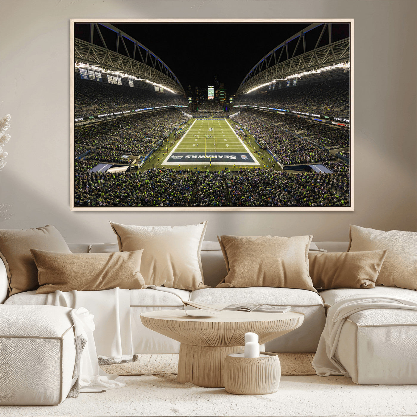 MGV-FC-36X24 - Seattle Seahawks Football Team Print Wall Art - Seattle Century Link Field Stadium Wall Art Canvas