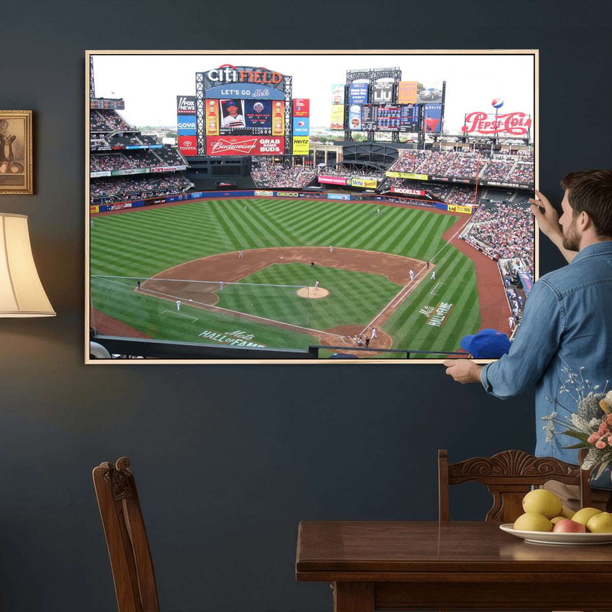 64829-MGV-CV-36X24 - New York Mets Baseball Team Print, Citi Field Baseball Stadium Wall Art