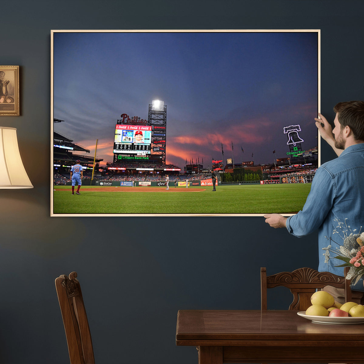22594-MGV-CV-36X24 - Philadelphia Phillies Baseball Print - Philadelphia Citizens Bank Park Stadium Wall Art, Phillies