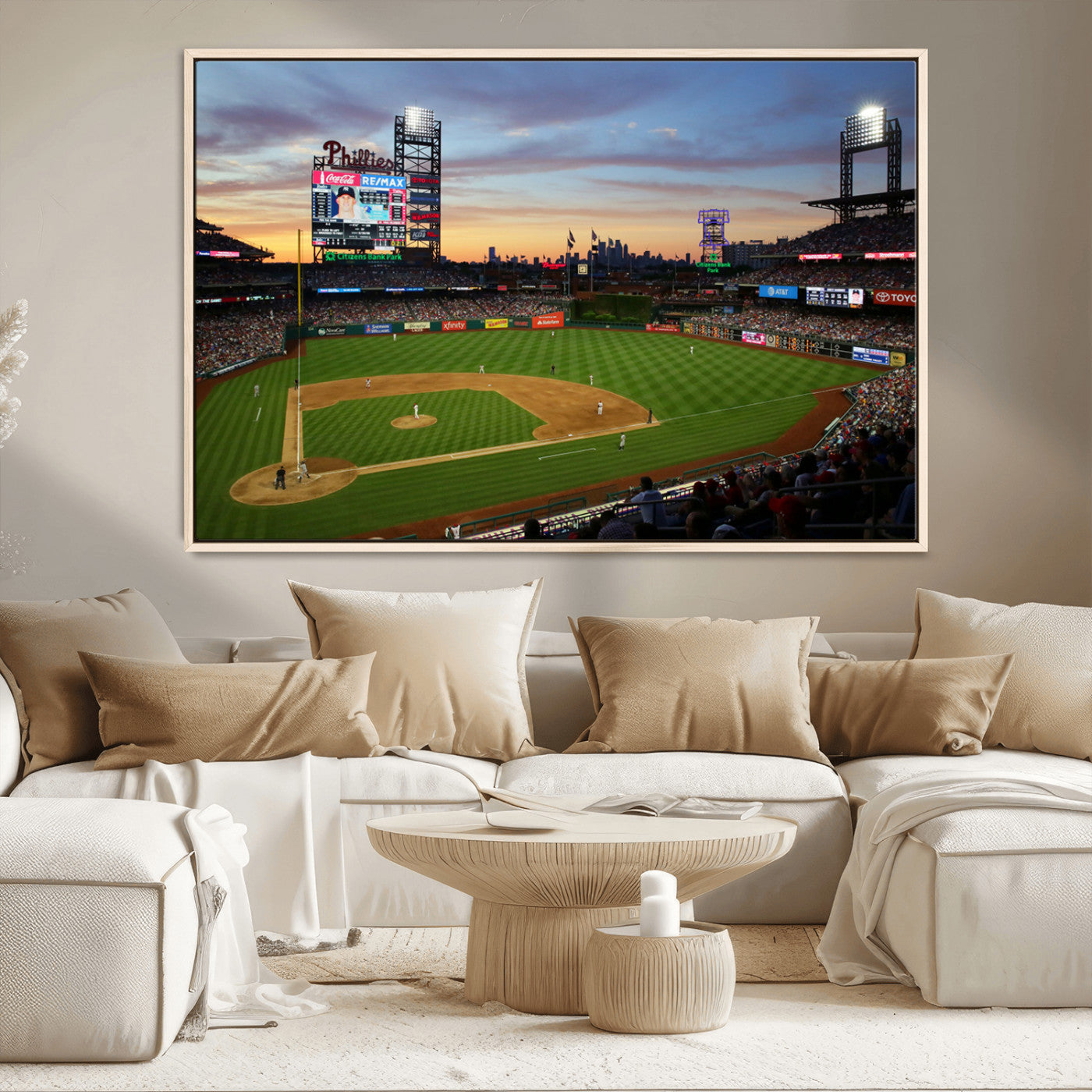 MGV-FC-36X24 - Citizens Bank Park Philadelphia Phillies Wall Art Canvas | 3-Panel Canvas Print of Phillies Stadium