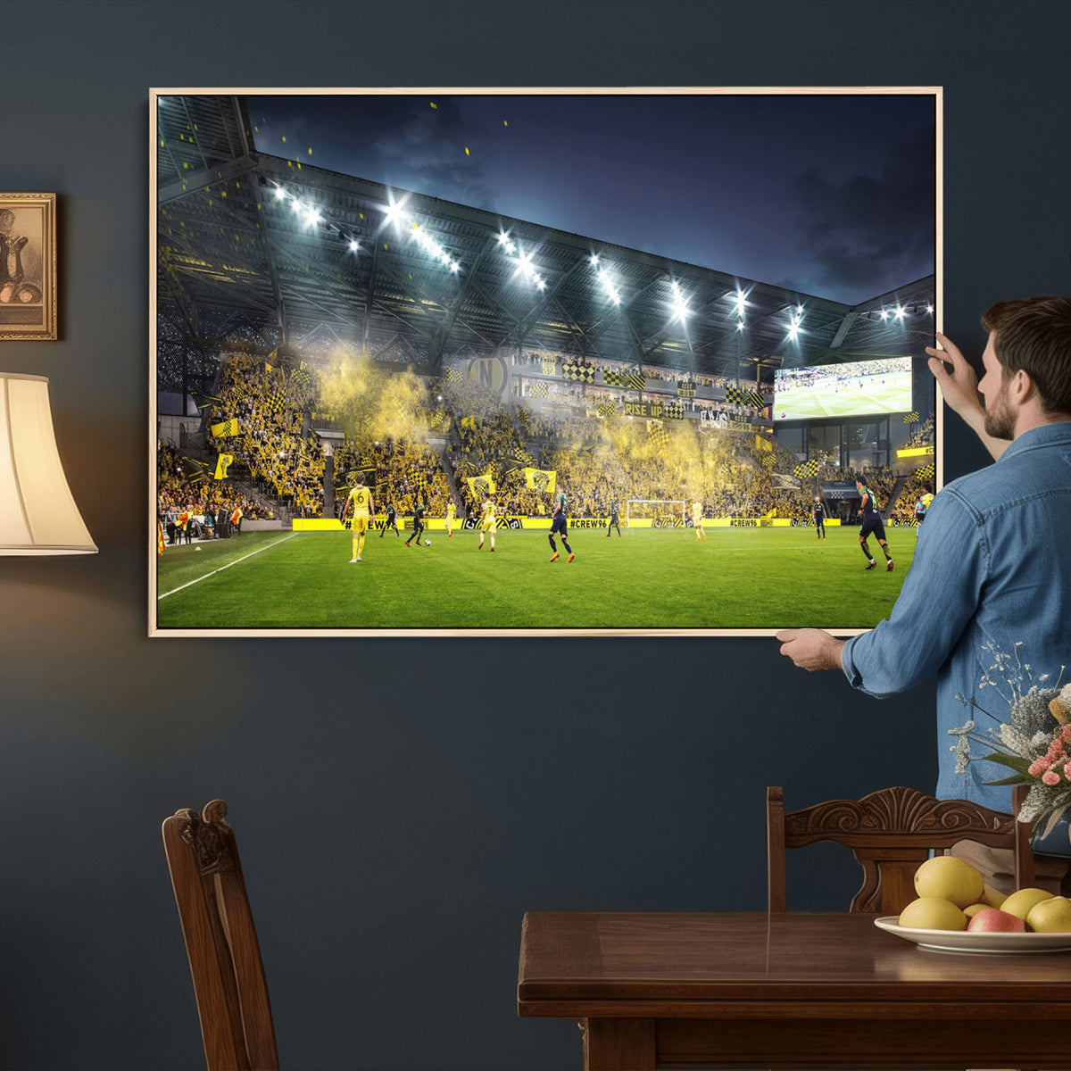 65820-MGV-CV-36X24 - Columbus Crew Stadium Match Triple Canvas Wall Art - Dynamic MLS Game Scene Canvas Wall Art