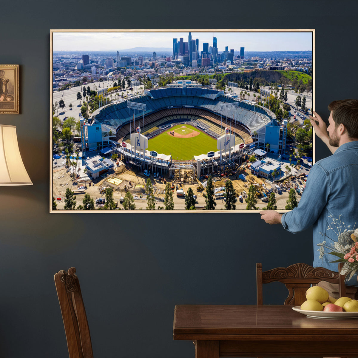 58596-MGV-CV-36X24 - Los Angeles Dodgers Dodger Stadium Wall Art Canvas Print, Extra Large Game Room Wall Decor