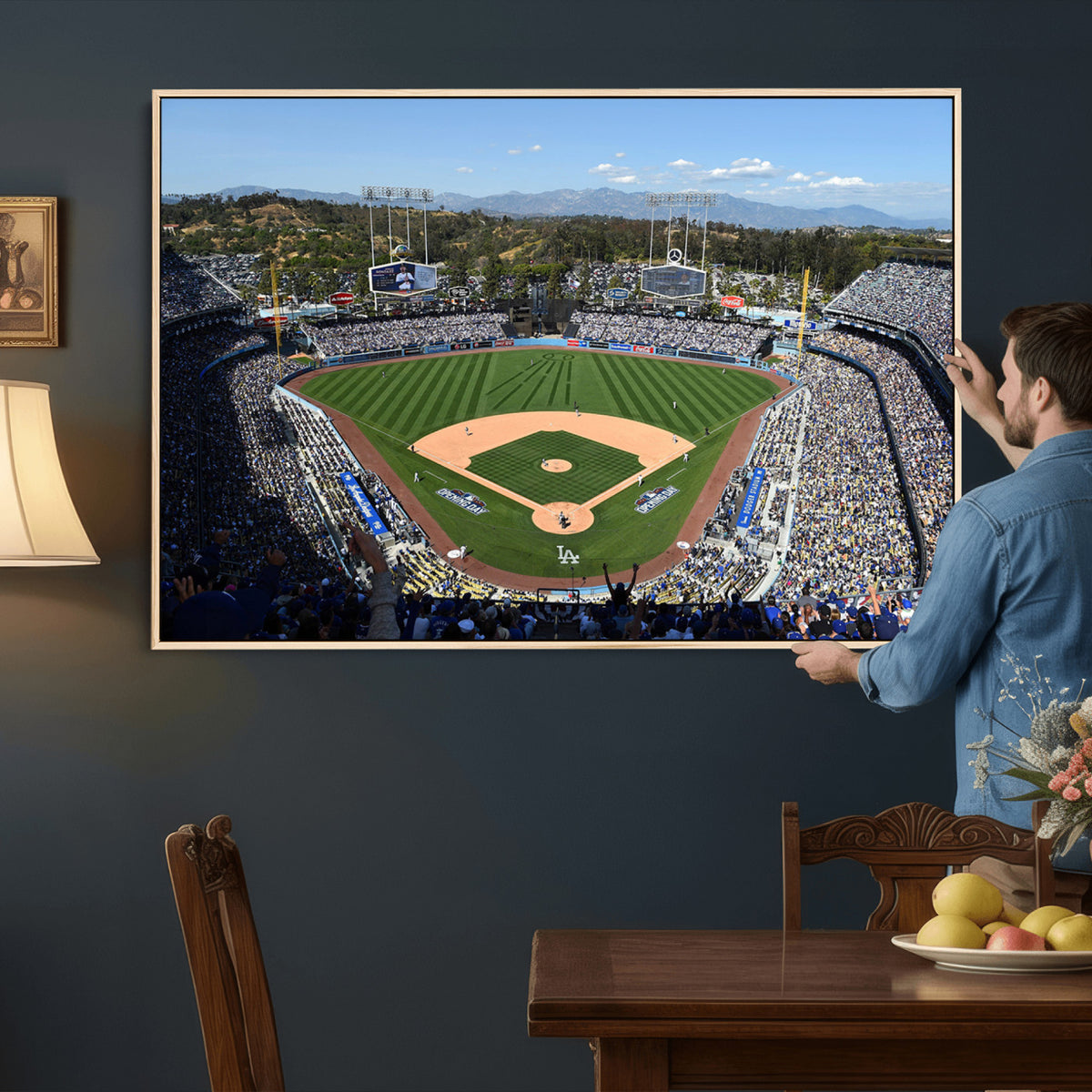 20436-MGV-CV-36X24 - Los Angeles Dodgers Dodger Stadium Wall Art Canvas Print, Framed and Ready to Hang