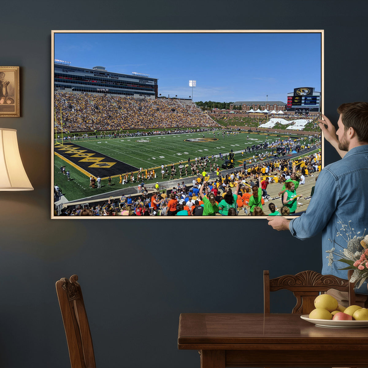 38399-MGV-CV-36X24 - University of Missouri Tigers Football Team Print, Columbia Faurot Field Memorial Stadium Wall Art