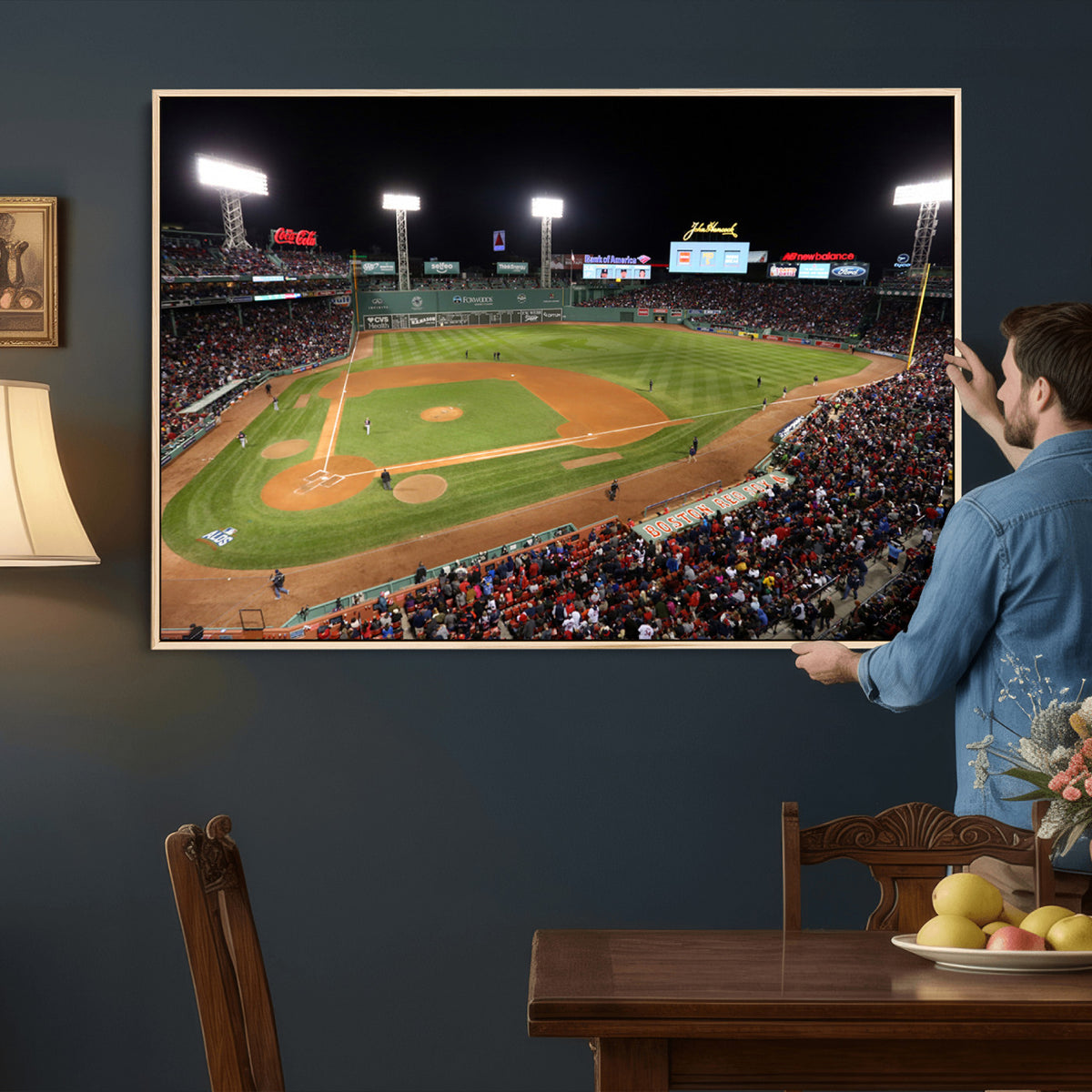 41158-MGV-CV-36X24 - Boston Red Sox Baseball Team Print, Massachusetts Fenway Park Stadium Wall Art