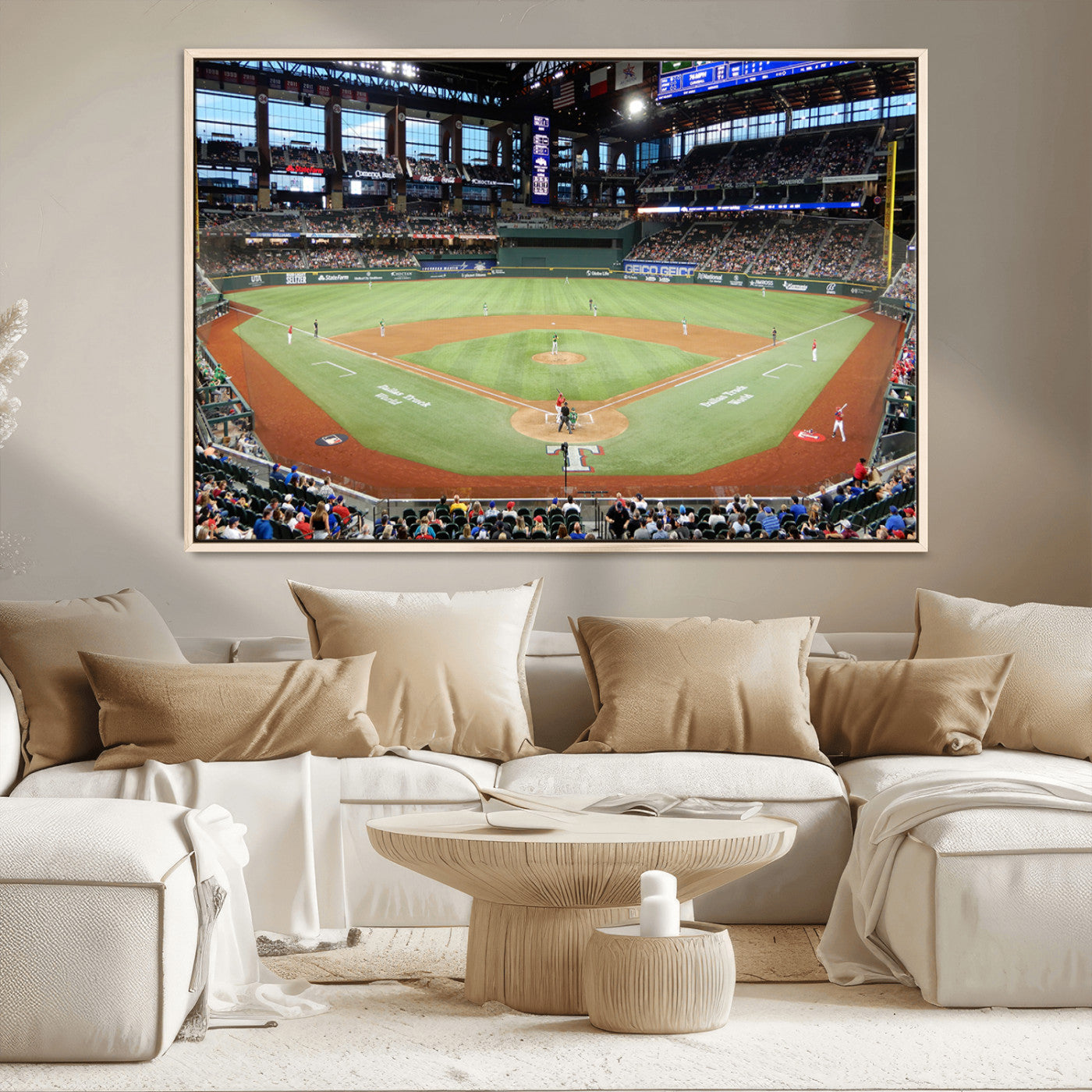 MGV-FC-36X24 - Texas Rangers Baseball Team Print - Arlington Globe Life Field Stadium Canvas Print Wall Art