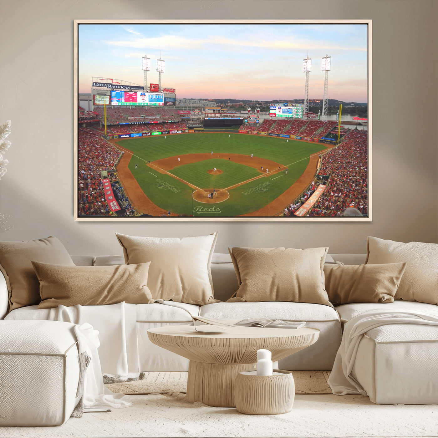 MGV-FC-36X24 - Cincinnati Reds Baseball Print Canvas- Cincinnati Great American Ball Park Stadium Wall Art Canvas