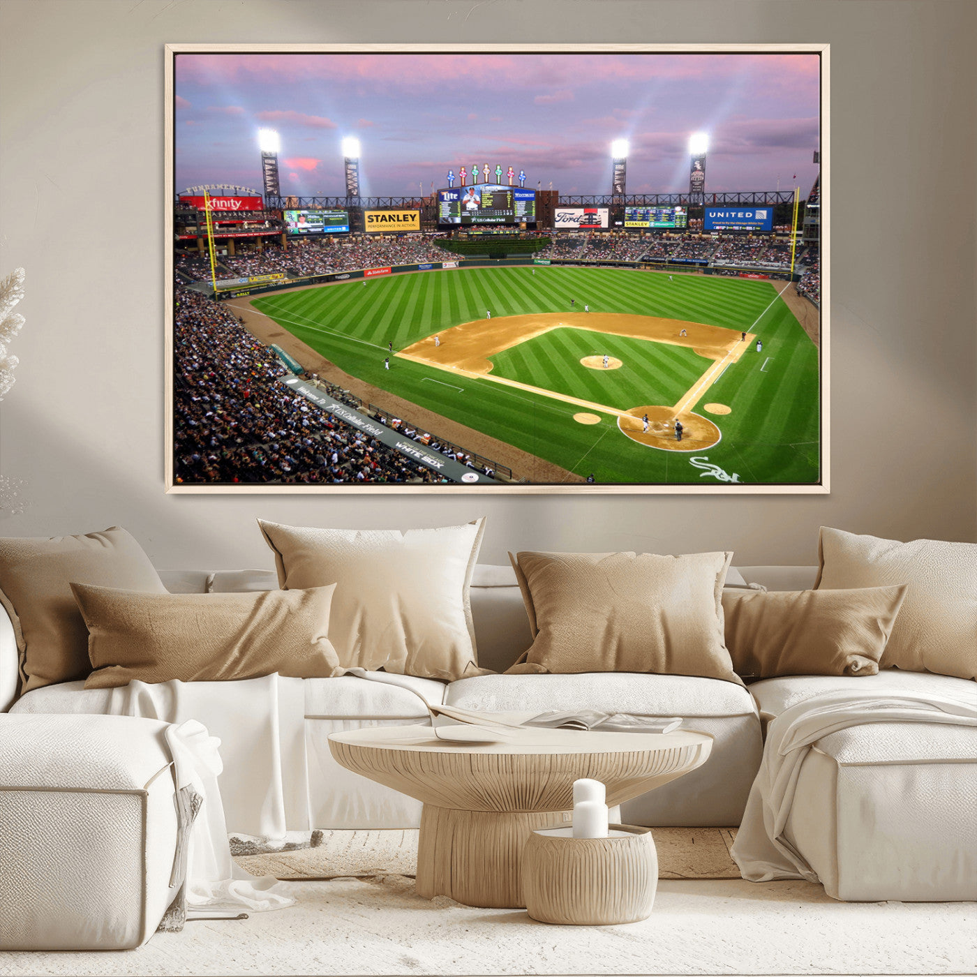 MGV-FC-36X24 - Chicago White Sox Baseball Team Print Canvas- Guaranteed Rate Field Stadium Wall Art Canvas Print