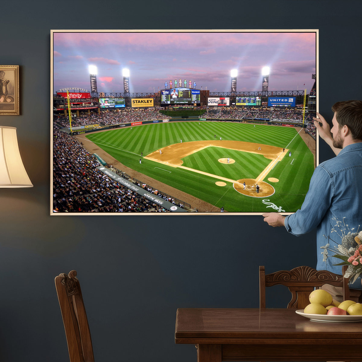 38470-MGV-CV-36X24 - Chicago White Sox Baseball Team Print Canvas, Guaranteed Rate Field Stadium Wall Art