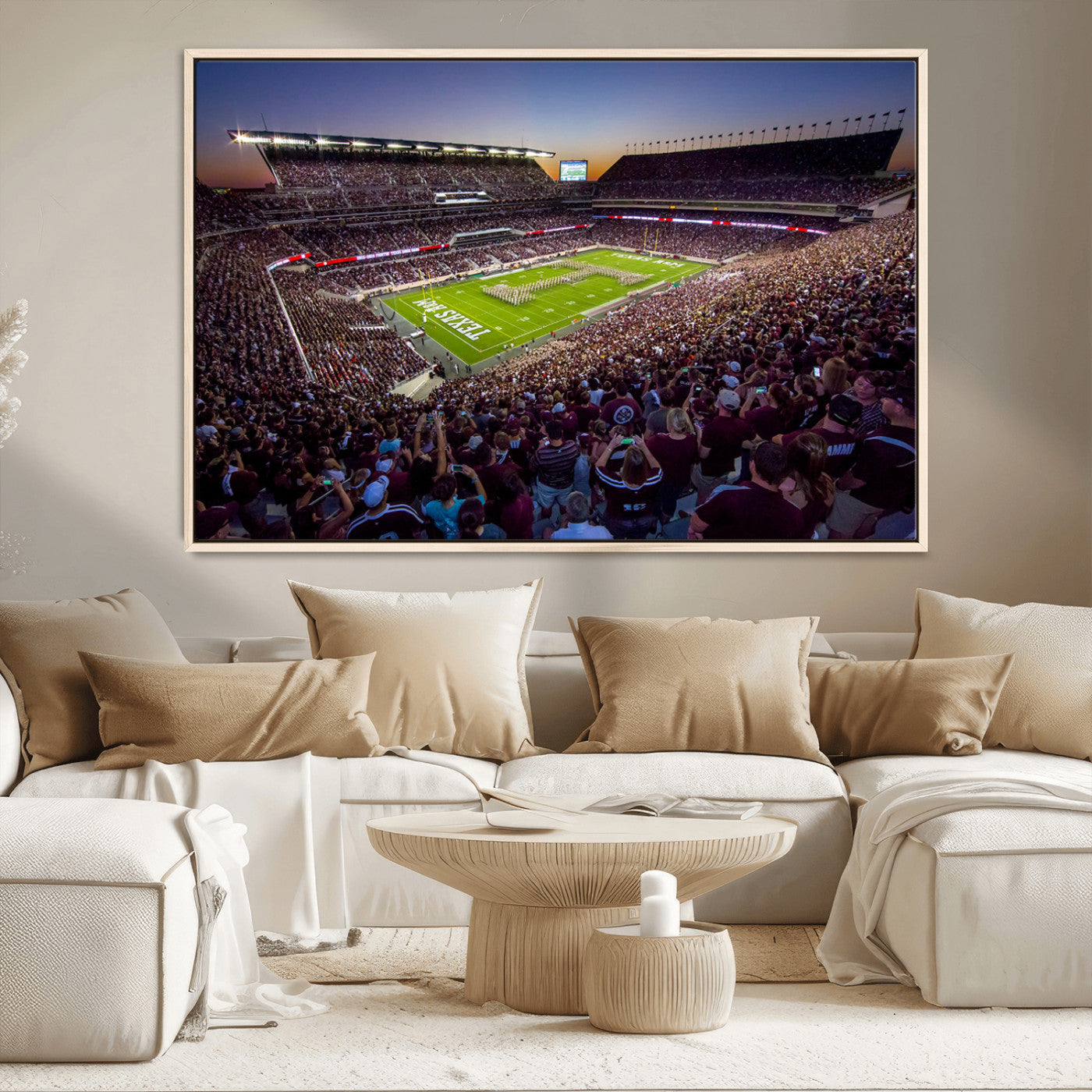 MGV-FC-36X24 - Texas A&M University Aggies Football Team Print - College Station Kyle Field Stadium Wall Art Canvas
