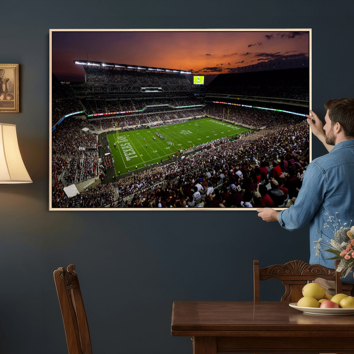 45603-MGV-CV-36X24 - Texas A&M University Aggies Football Team Print, College Station Kyle Field Stadium Wall Art