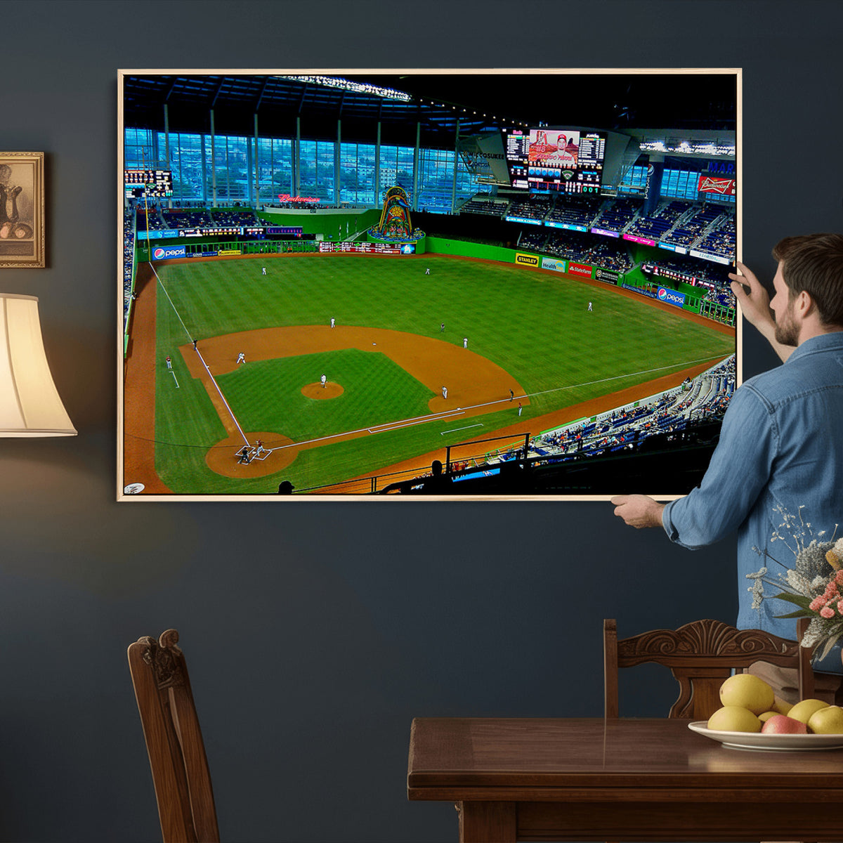 51207-MGV-CV-36X24 - Miami Marlins Baseball Team Print, Miami LoanDepot Park