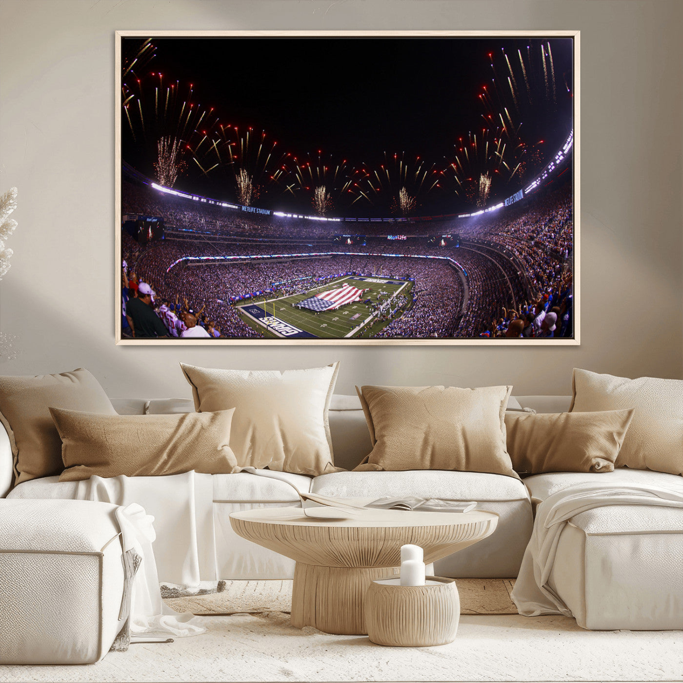 MGV-FC-36X24 - New York Giants Football Team Print - East Rutherford MetLife Stadium Wall Art Canvas Print