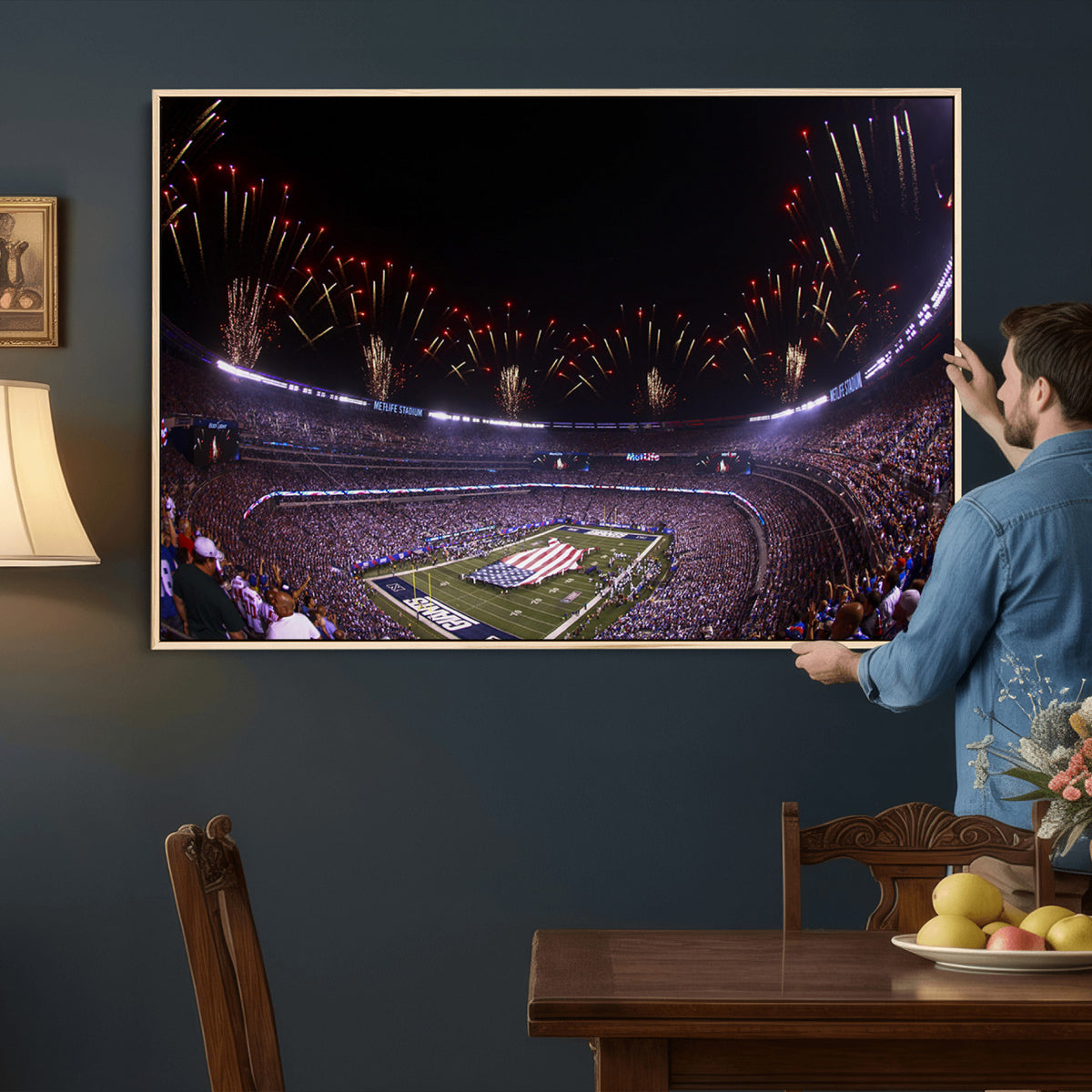 56360-MGV-CV-36X24 - New York Giants Football Team Print, East Rutherford MetLife Stadium Wall Art