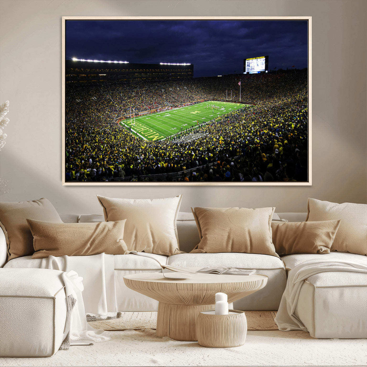 MGV-FC-36X24 - Michigan Wolverines Football Canvas Wall Decor, Football Team Print - Ann Arbor Michigan Stadium