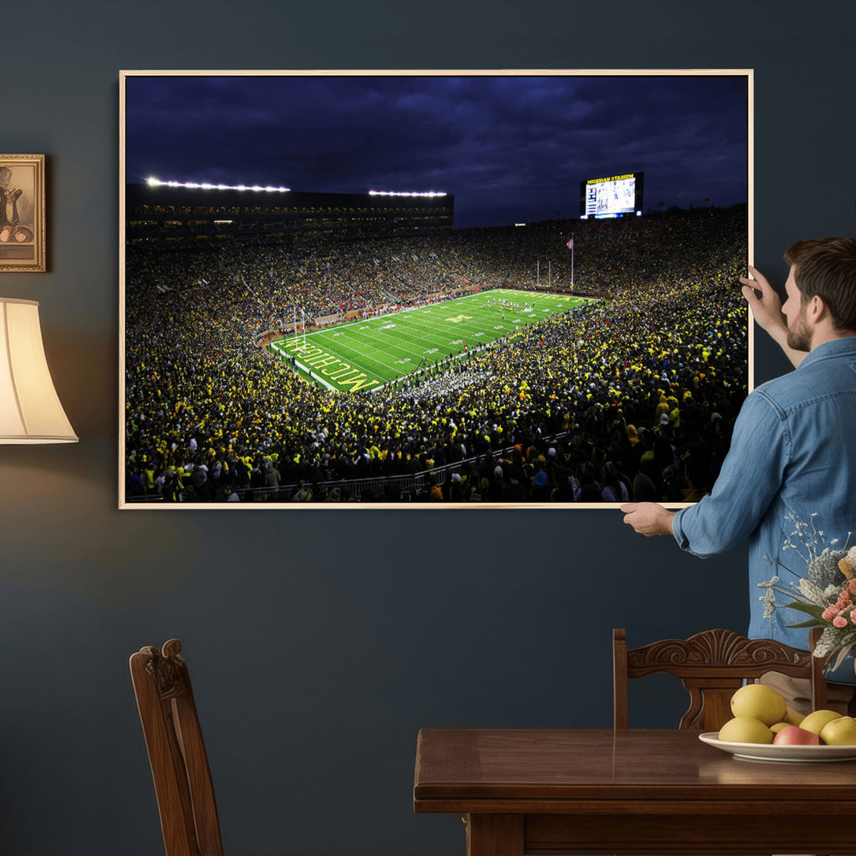 15448-MGV-CV-36X24 - Michigan Wolverines Football Canvas Wall Decor, Football Team Print, Ann Arbor Michigan Stadium