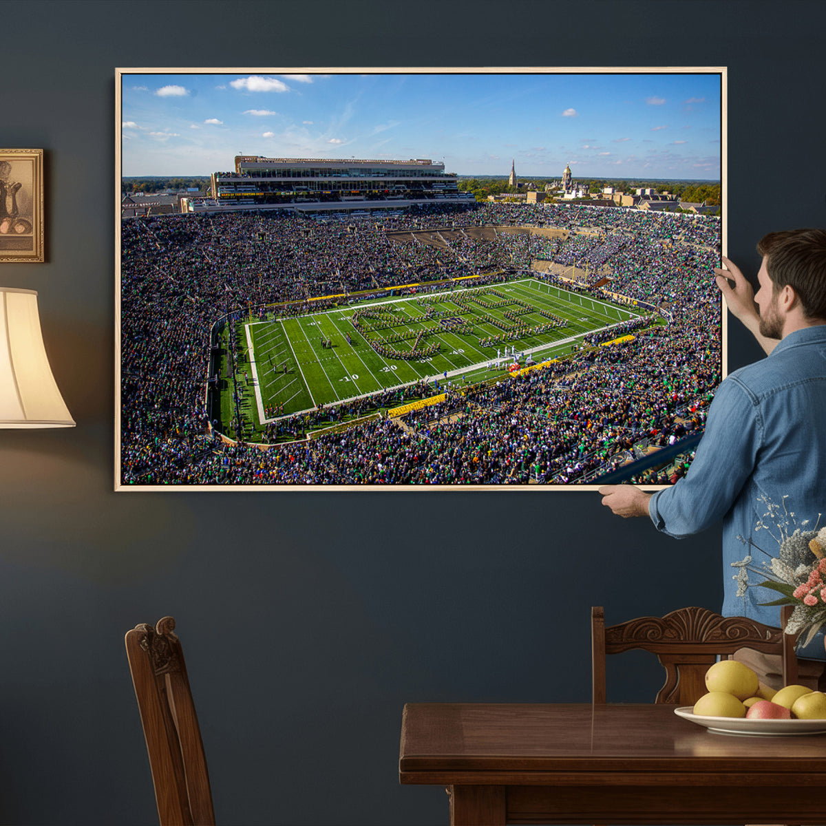 50114-MGV-CV-36X24 - Notre Dame Fighting Irish Football Team Print, Notre Dame Stadium Wall Art