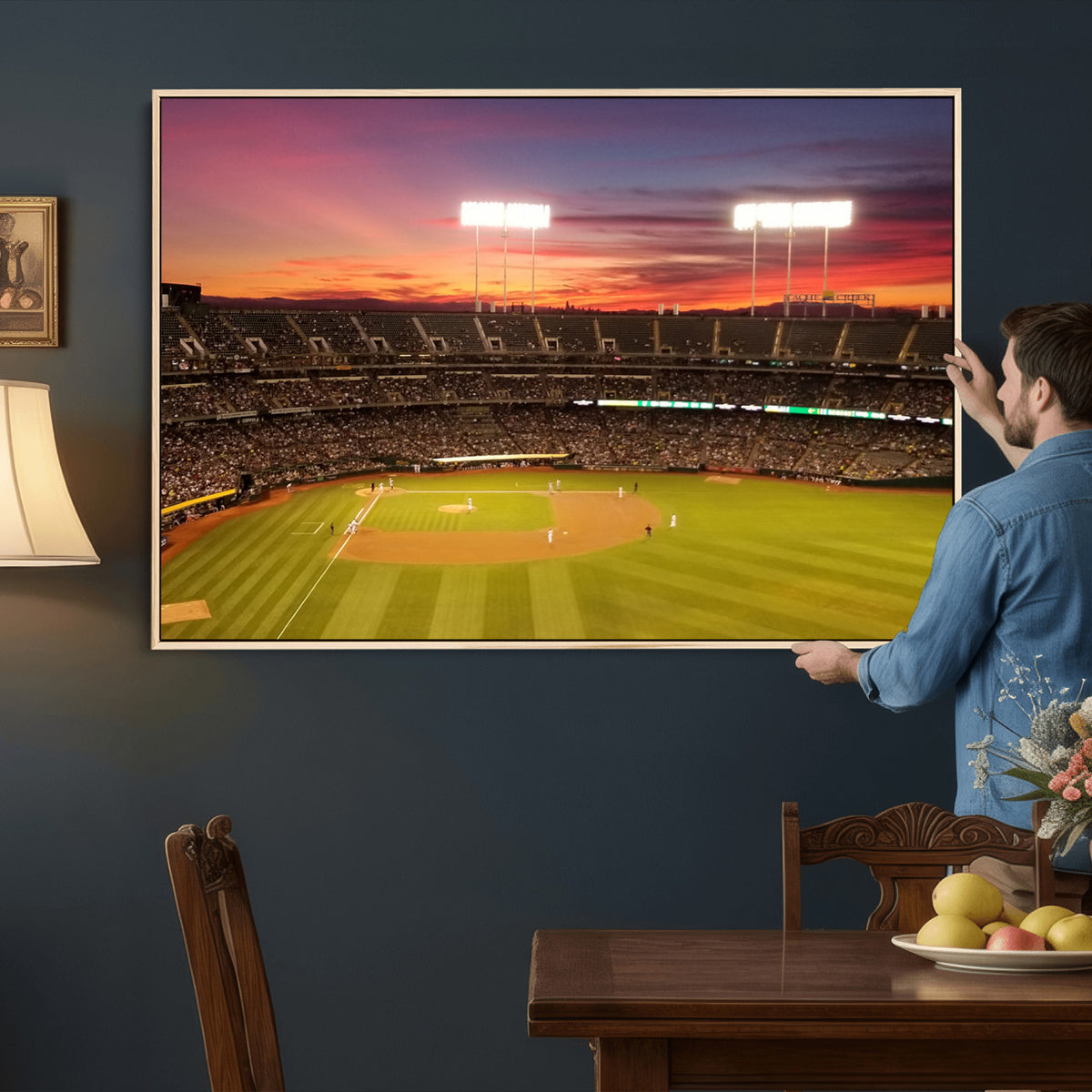 73718-MGV-CV-36X24 - Oakland Athletics Baseball Team Print, Oakland Coliseum