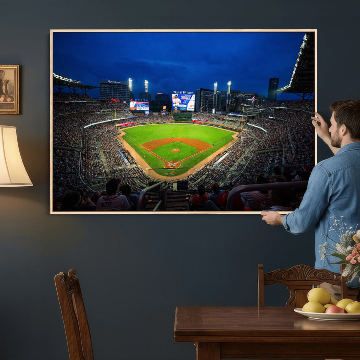 88590-MGV-CV-36X24 - Truist Park Night Game Canvas Art, Atlanta Braves Stadium