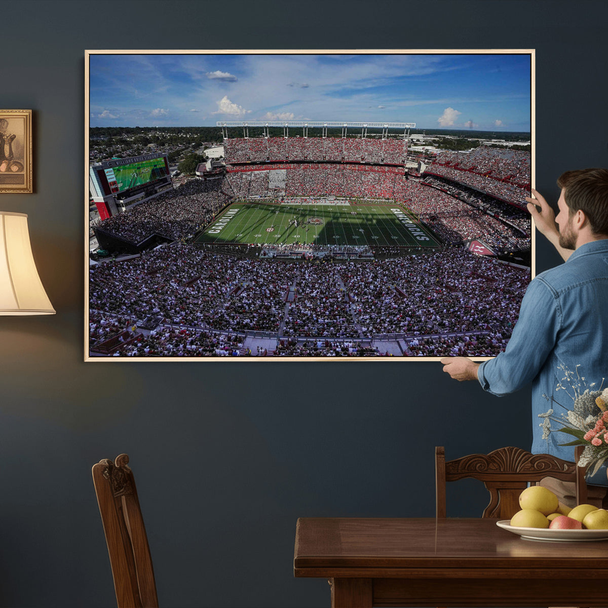 83382-MGV-CV-36X24 - South Carolina Gamecocks Football Team Print, Columbia Williams-Brice Stadium Wall Art
