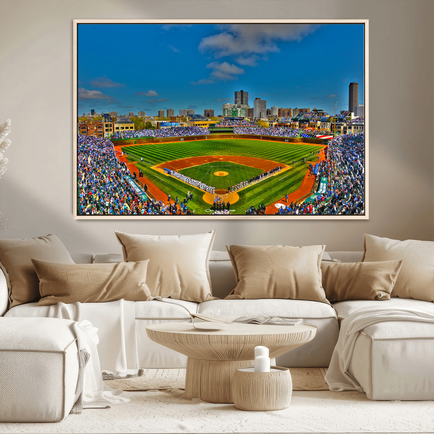 MGV-FC-36X24 - Wrigley Field Chicago Cubs Canvas Wall Art - Iconic Baseball Stadium Print for Sports Lovers - Ready