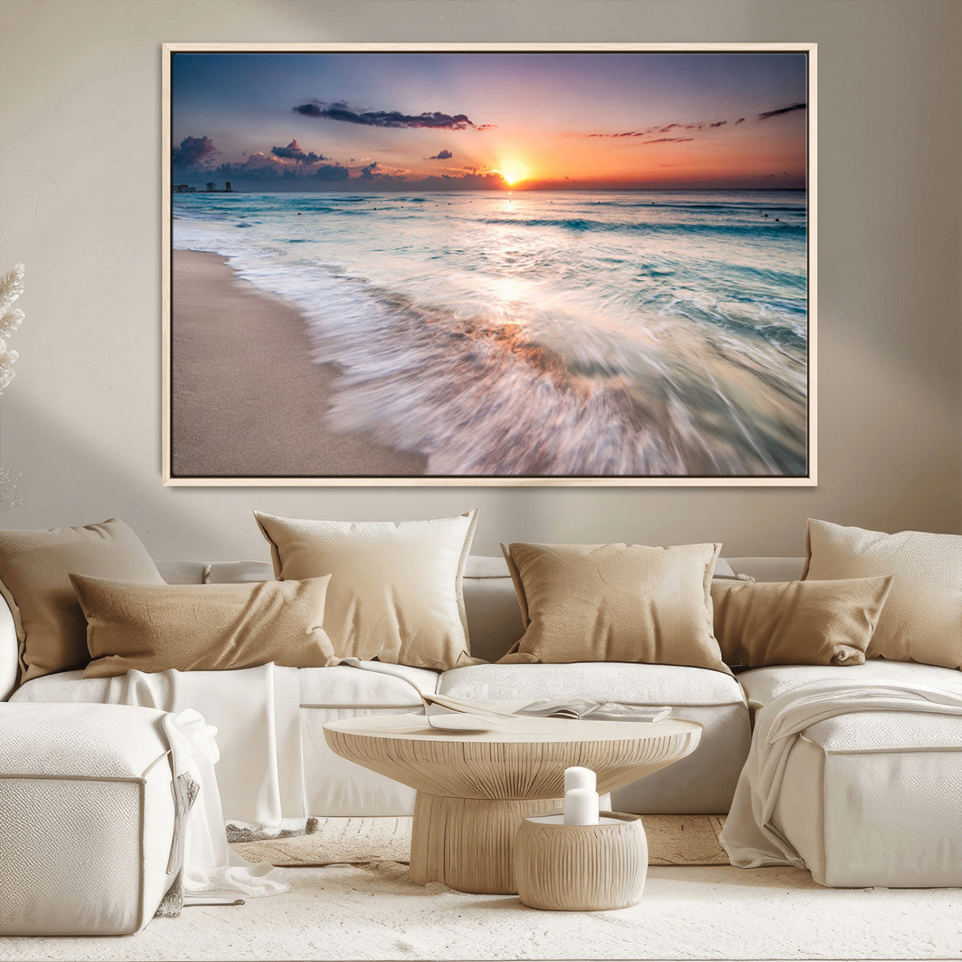 MGV-FC-36X24 - Sunset Beach Wall Art – Soothing Coastal Landscape, Ready to Hang for Tranquil Home Decor