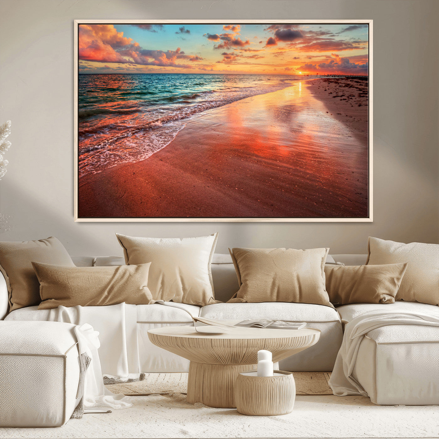 MGV-FC-36X24 - Sunset Beach Wall Art | Ocean Canvas Print | Coastal Wall Art | Tranquil Sunset Canvas Print