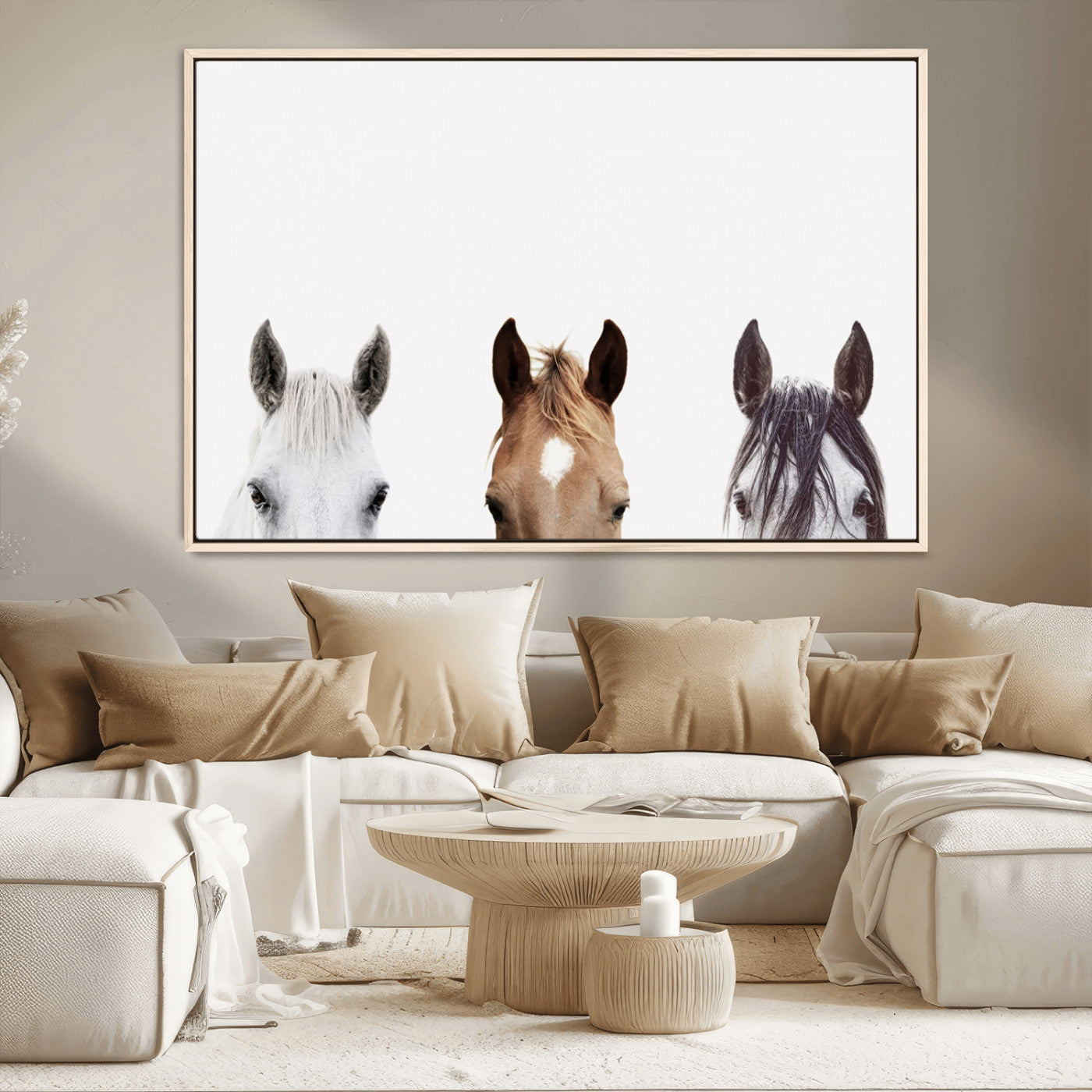 MGV-FC-36X24 - Horse Prints Set, Set of 3 Horse Wall Art, Horses Portraits, Farmhouse Wall Art, Farm Animals
