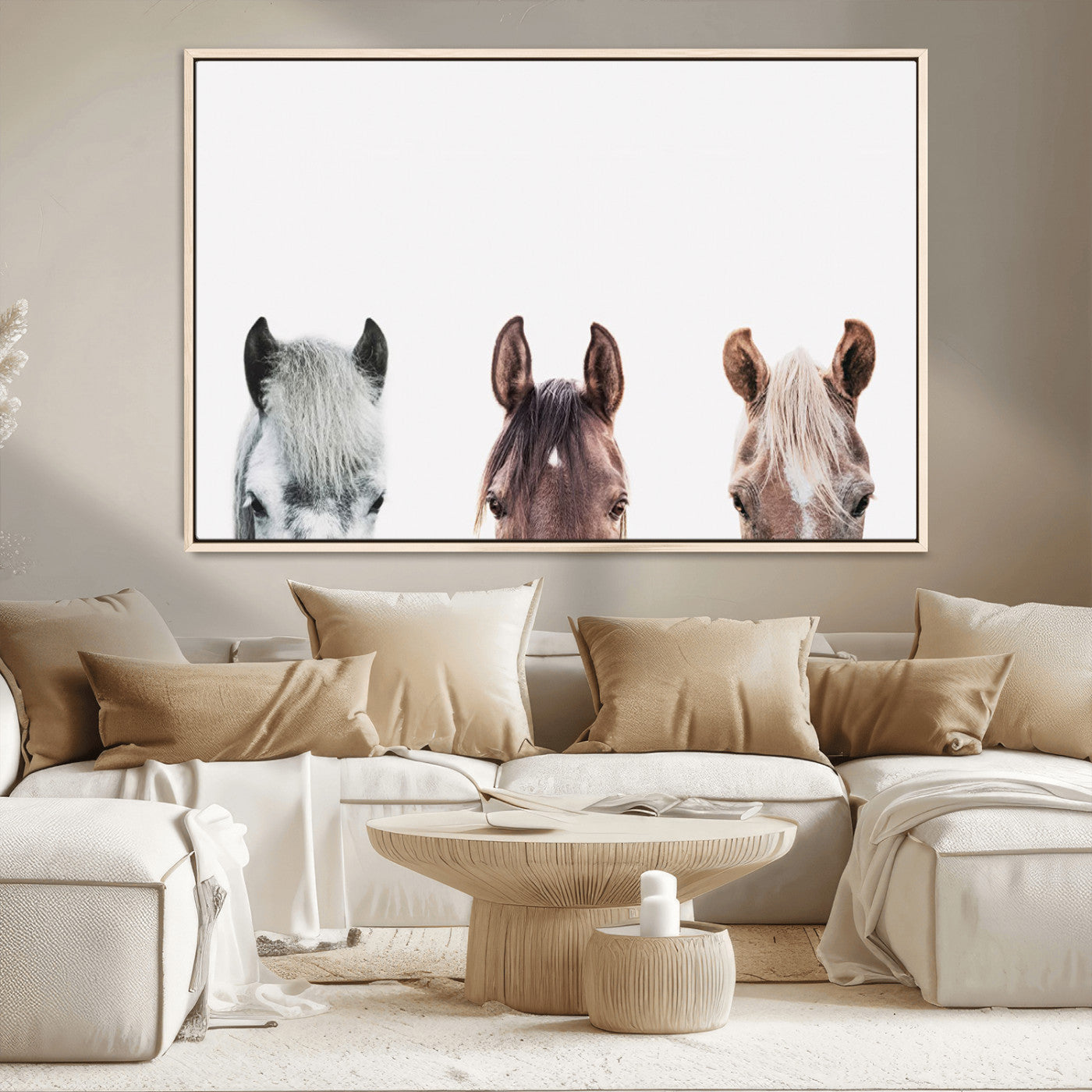 MGV-FC-36X24 - Horse Wall Art - Minimalist Horse Triptych Wall Art – Modern 3-Panel Giclée Canvas Featuring Horse