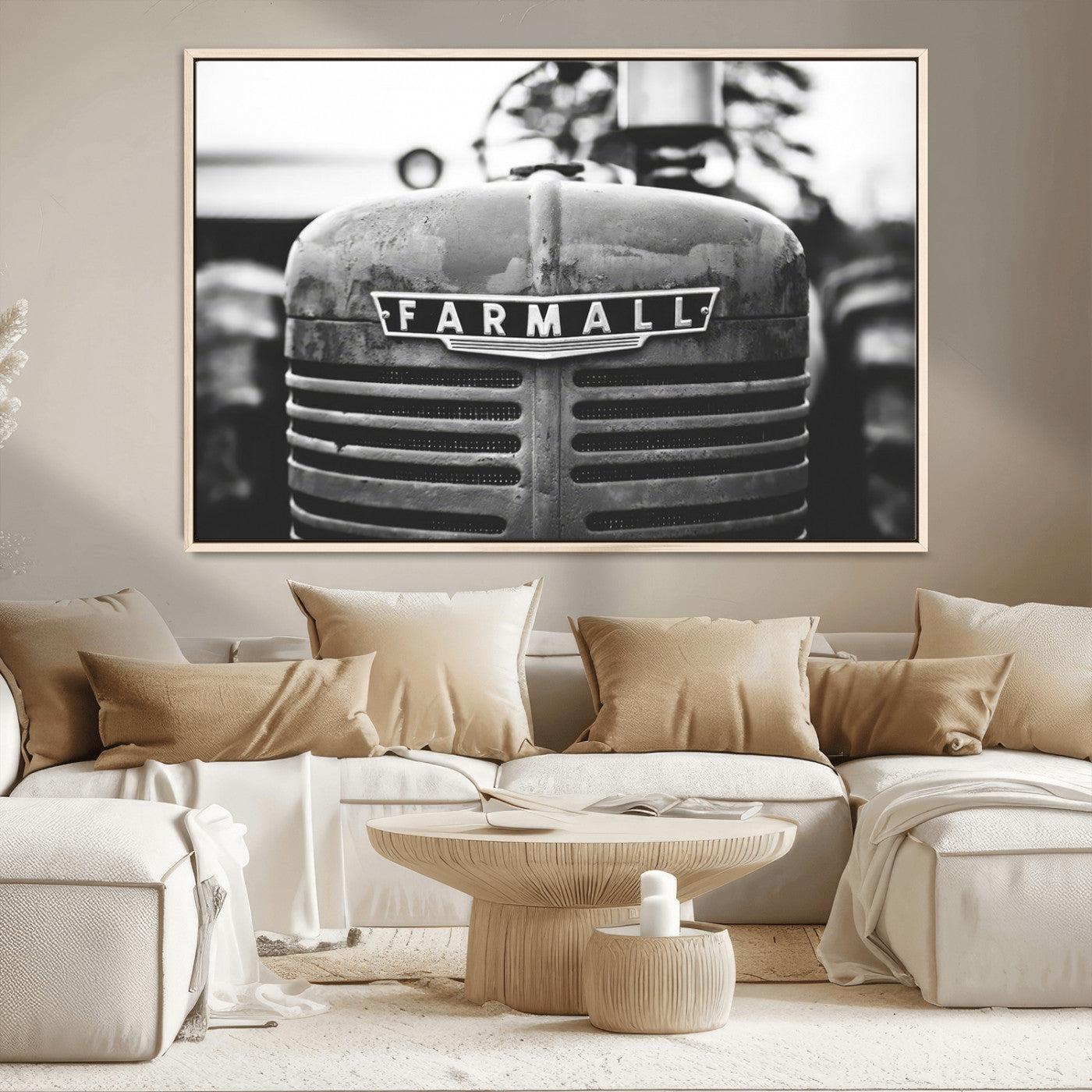 MGV-FC-36X24 - Vintage Farmall Tractor Wall Art Canvas Print, Rustic Farmhouse Decor Ready to Hang