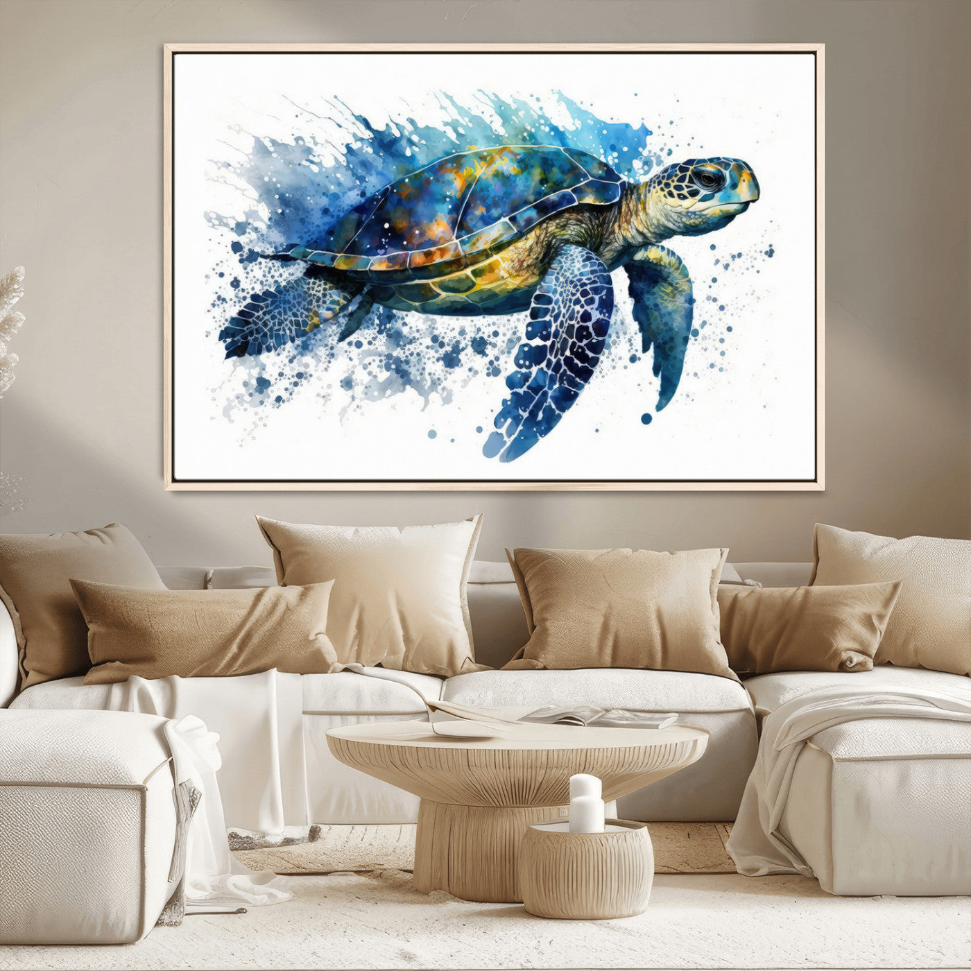 MGV-FC-36X24 - Watercolor Turtle Wall Art Canvas Print for Decoration