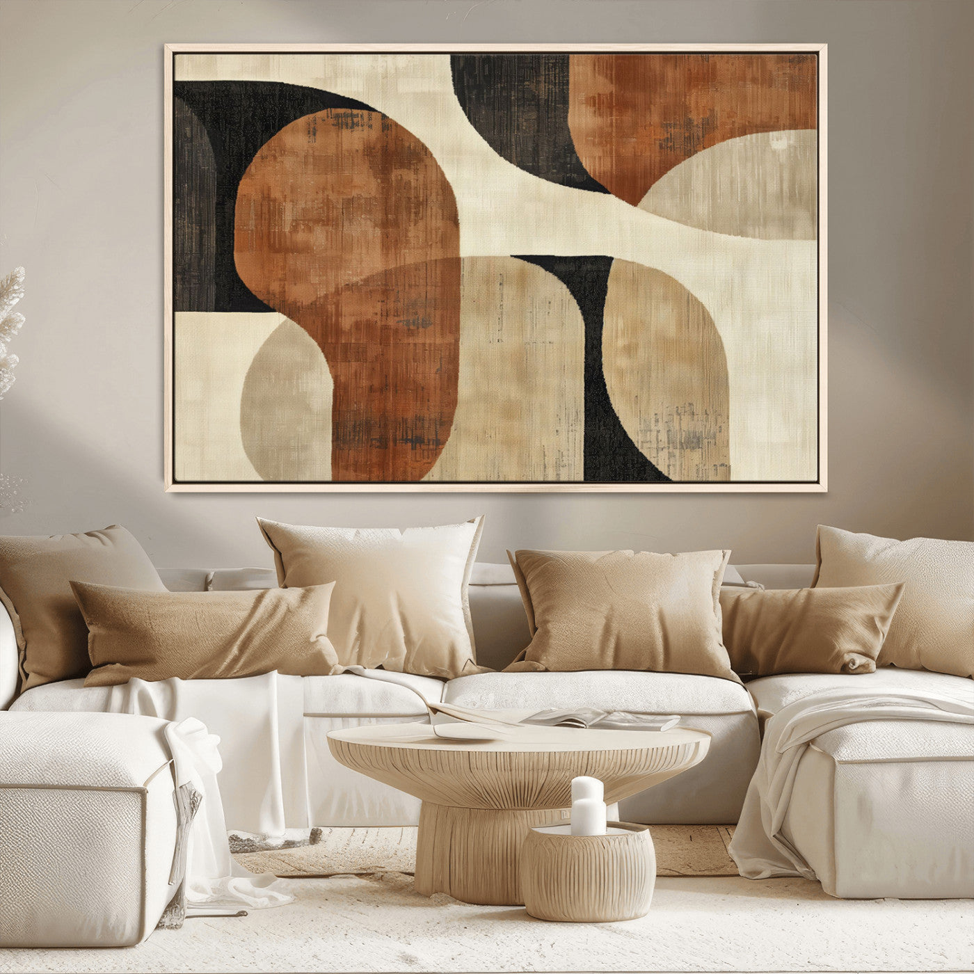MGV-FC-36X24 - Wabi Sabi Abstract Wall Art Canvas Print | Large Minimalist Modern Geometric Wall Decor for Living
