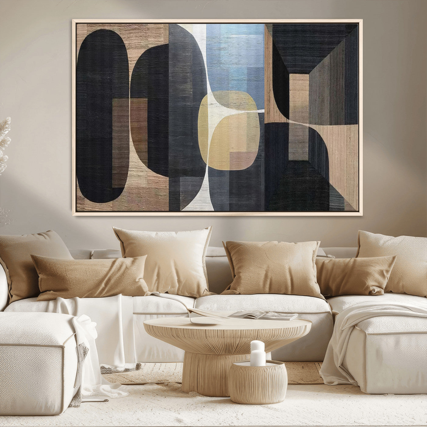 MGV-FC-36X24 - Minimalist Wabi Sabi Abstract Geometric Wall Art Canvas Print – Modern Minimalist Shapes – Ready to