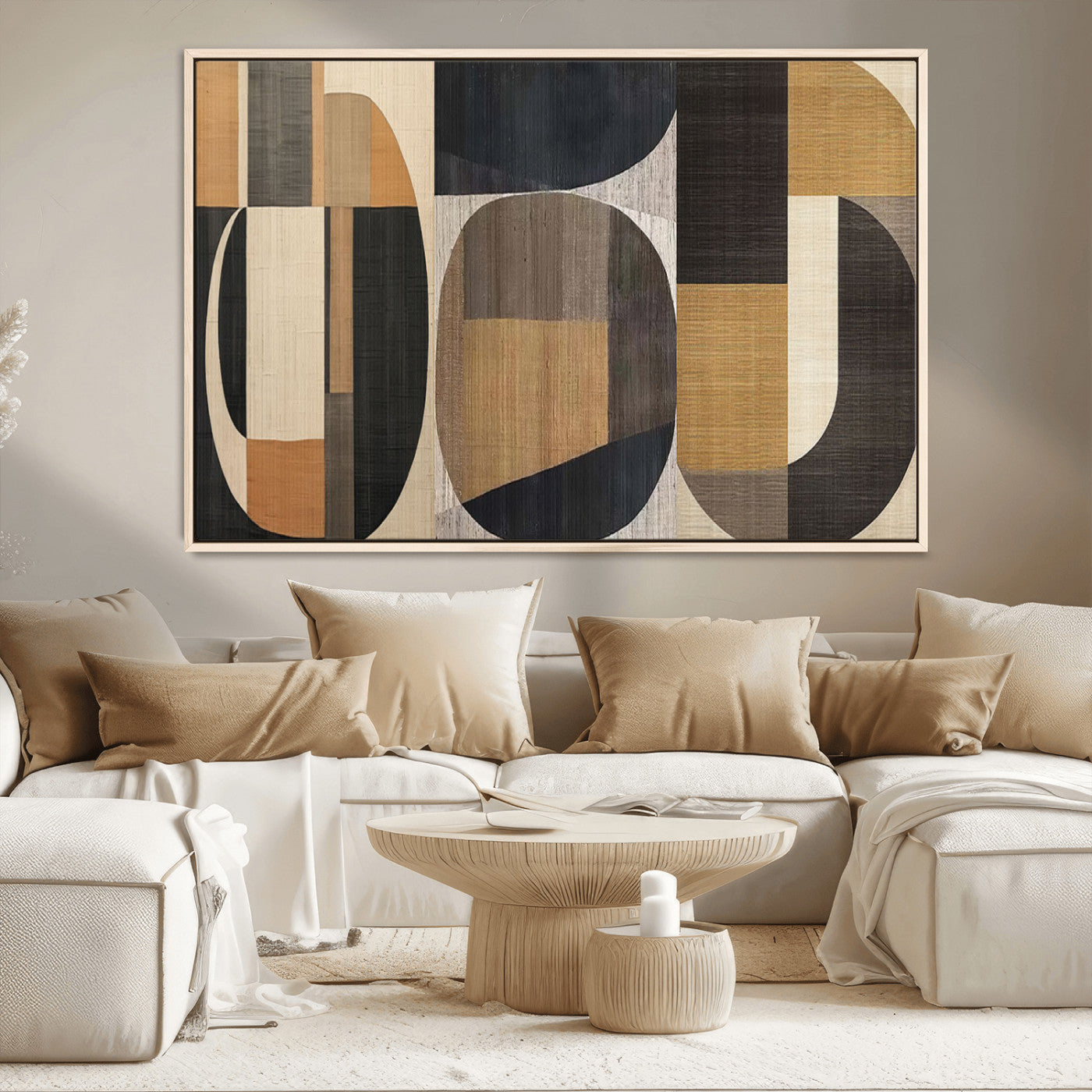 MGV-FC-36X24 - Modern Brown Wabi Sabi Abstract Wall Art Canvas Print Set, Minimalist Wall Art