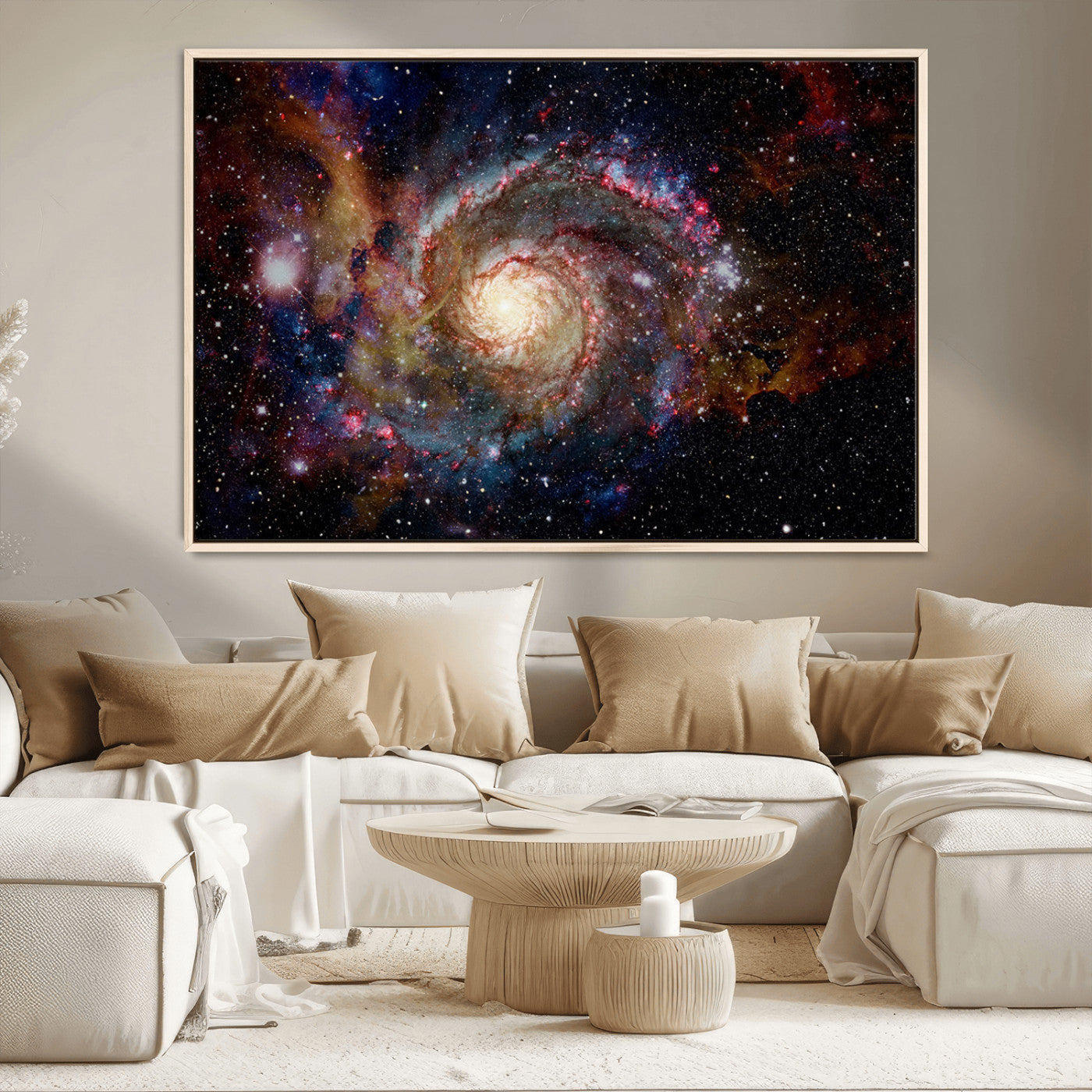 MGV-FC-36X24 - Nebula and Galaxies in Space Wall Art Canvas Print, Spiral Galaxy Wall Art Canvas Print