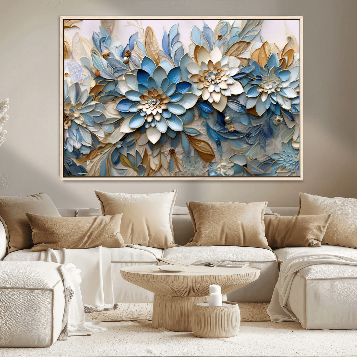 MGV-FC-36X24 - Blu Abstract Flower Wall Art Canvas Print