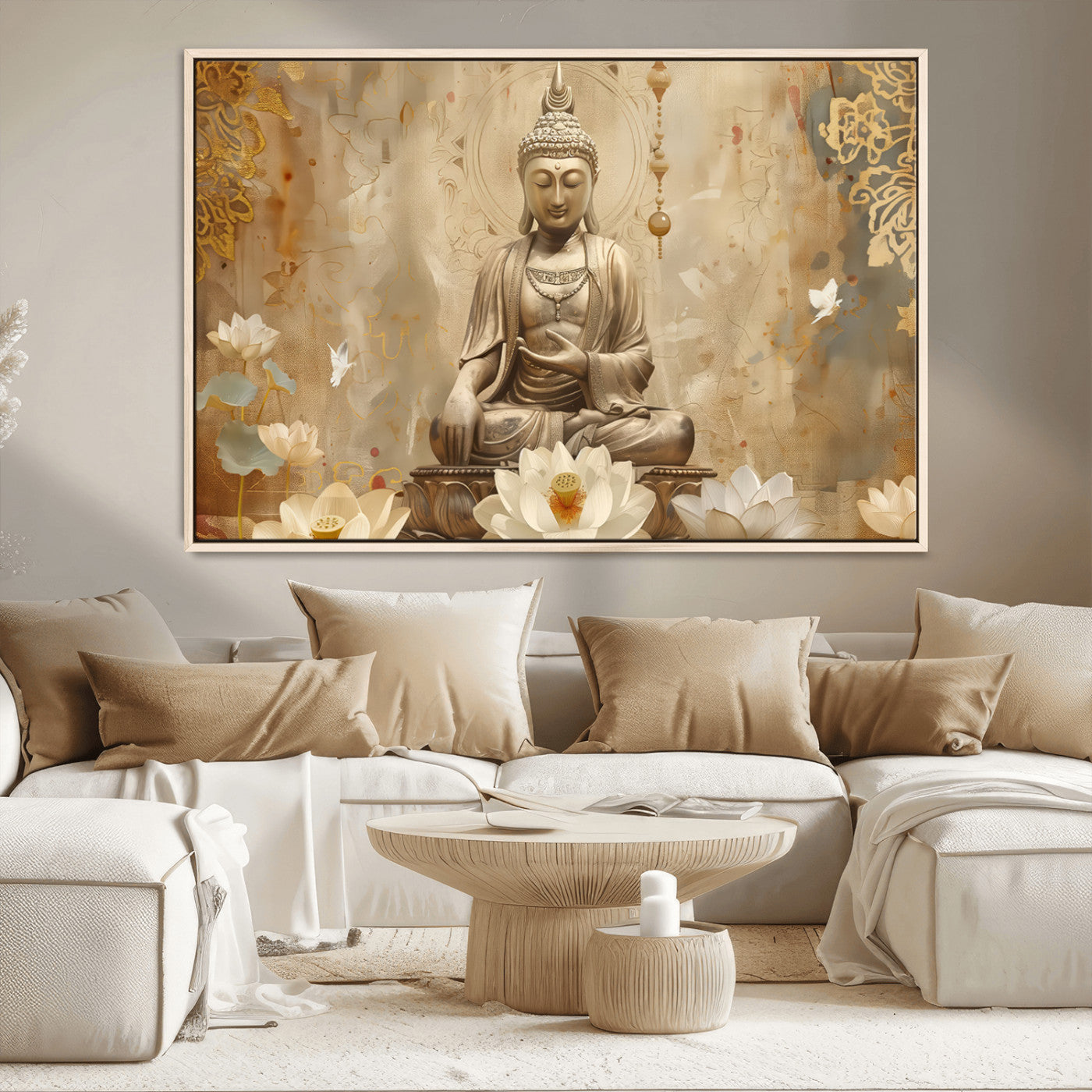 MGV-FC-36X24 - Buddha Wall Art Canvas Print, Buddha Meditation Room Decor, Yoga Room Wall Decor