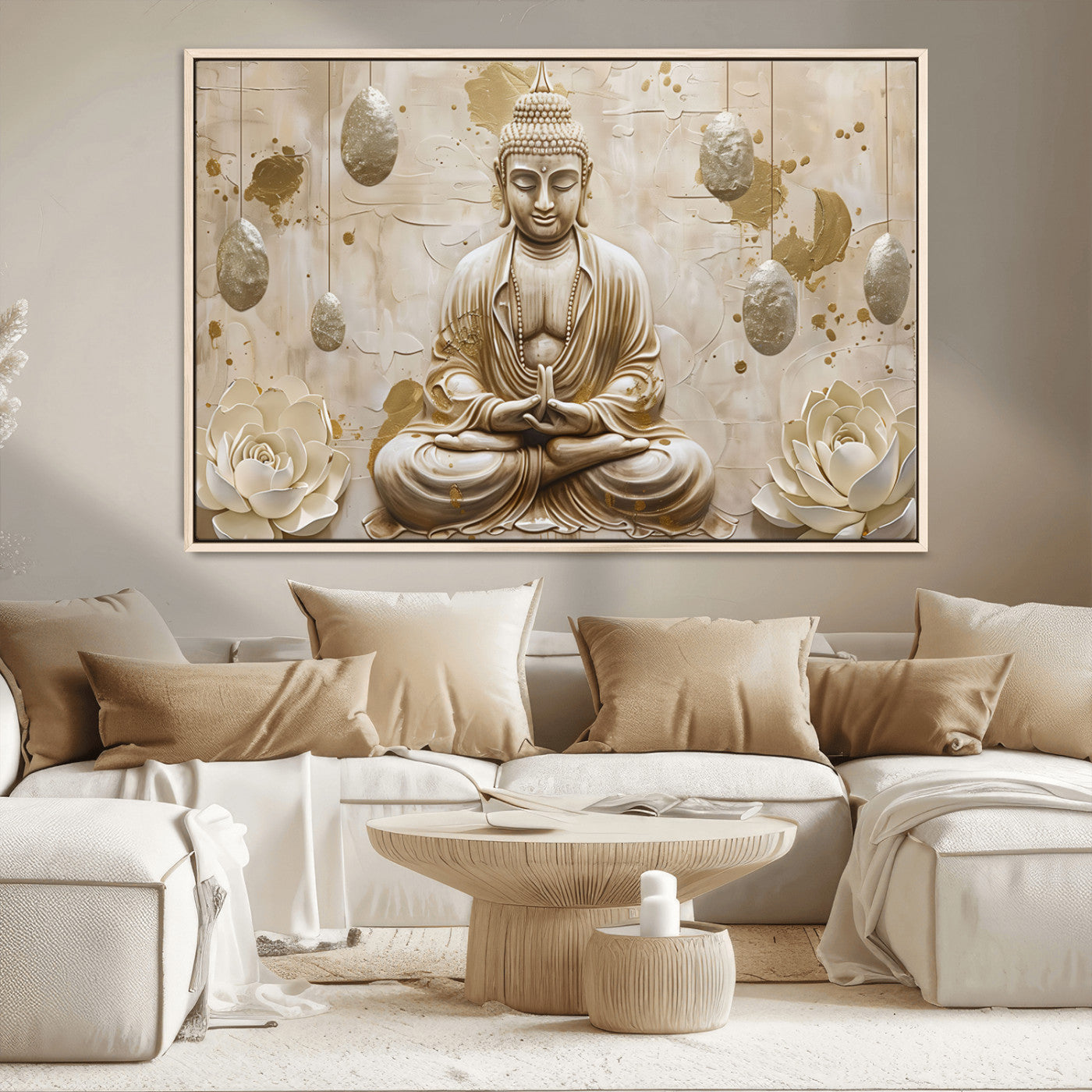 MGV-FC-36X24 - Serene Buddha Wall Art | Yoga Room Decor and Meditation Wall Art Print | Framed and Ready to Hang