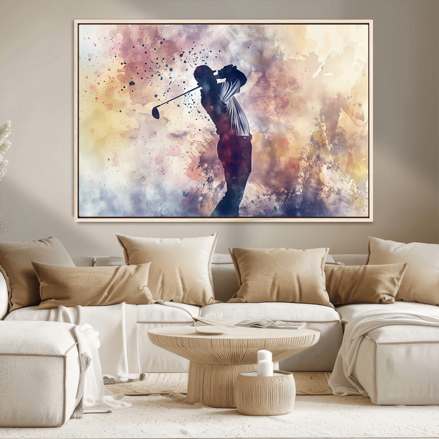 MGV-FC-36X24 - Abstract Watercolor Golf Player Wall Art Canvas Print
